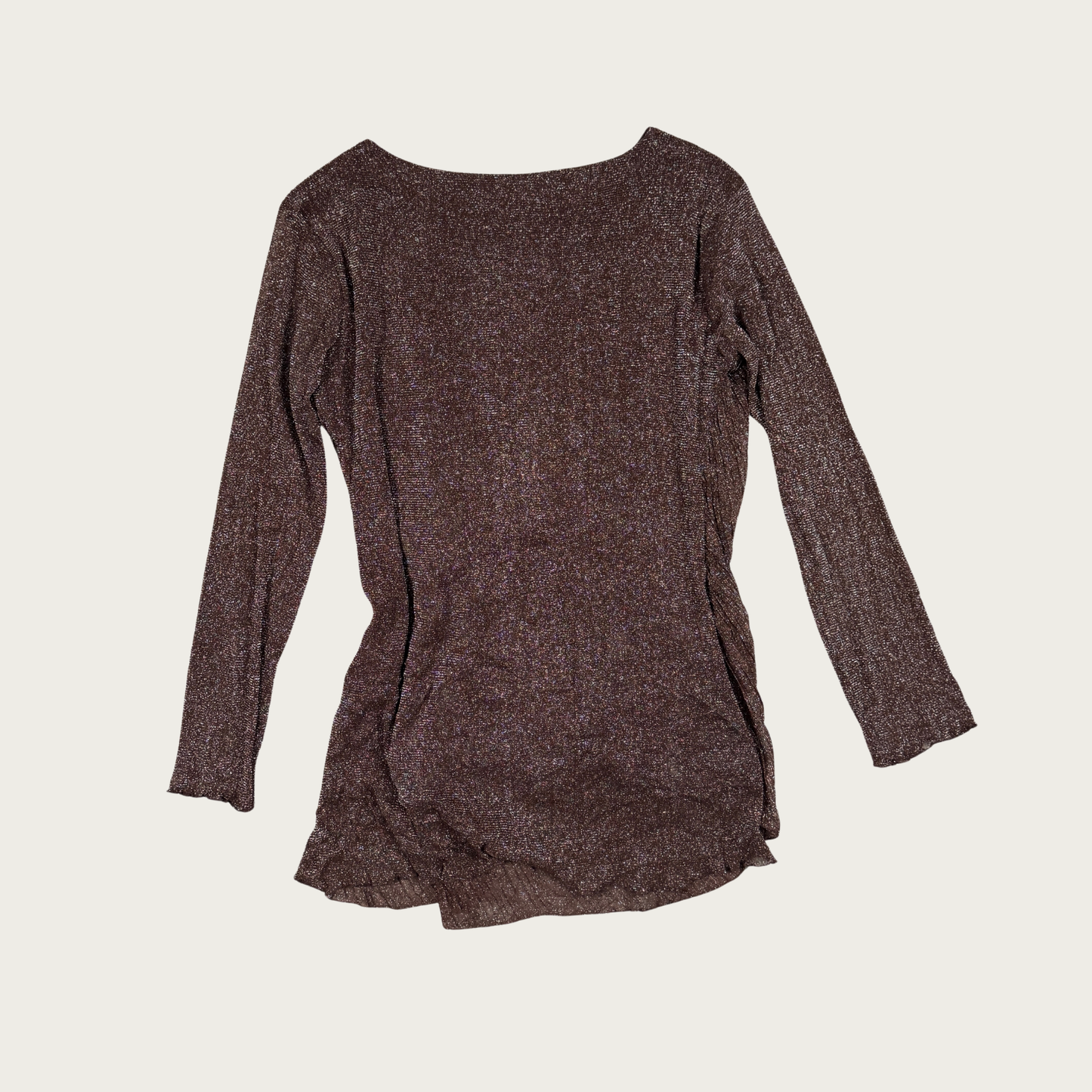 (L) Y2K Brown Mesh Shimmer Blouse