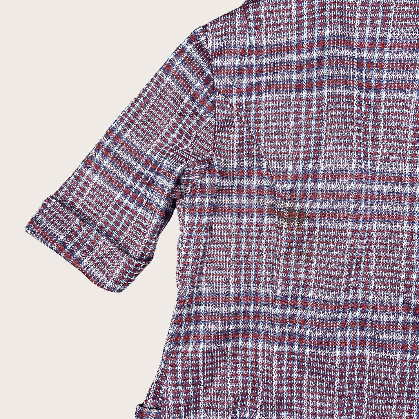 (S) 70s Plaid Button Up Collared Top