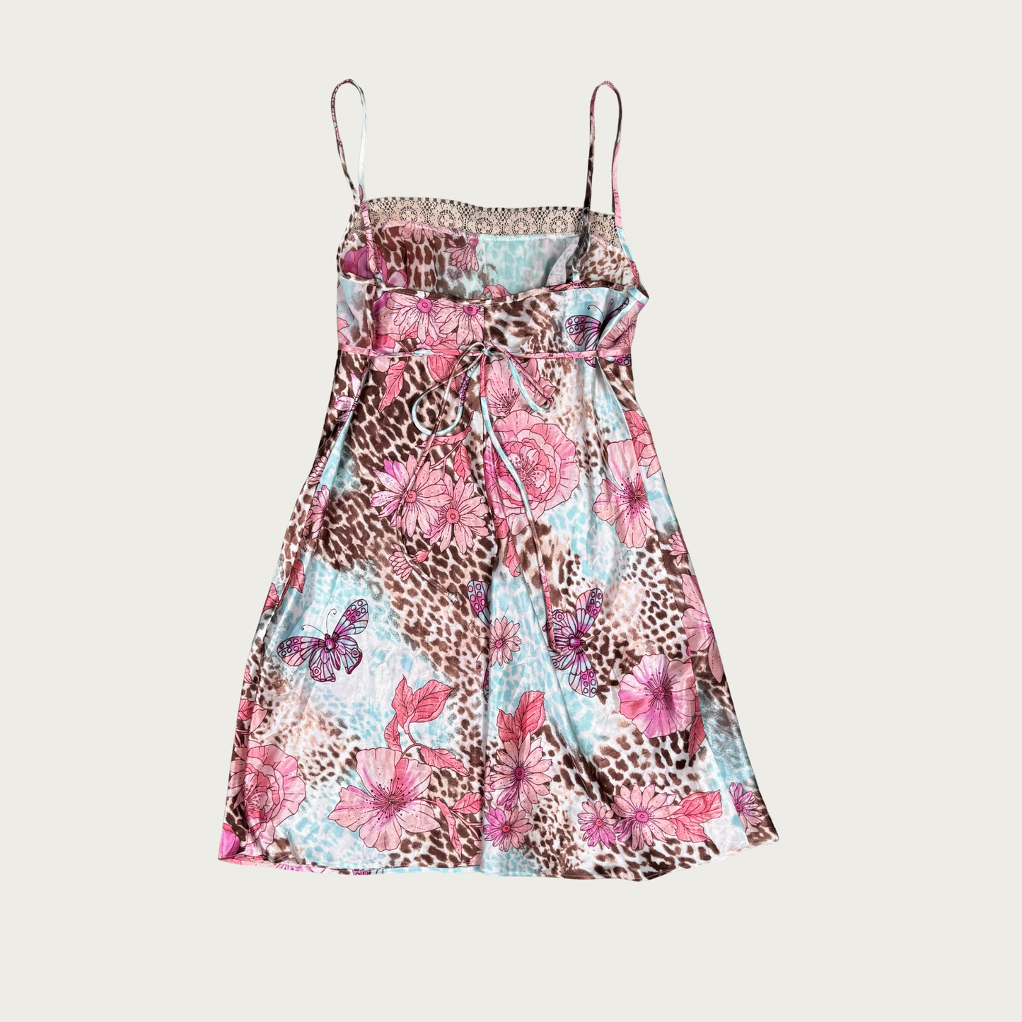 (S/M) Y2K Floral Multi Pattern Slip Dress