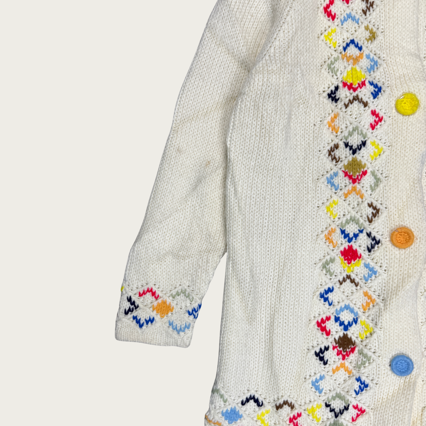 (M) 60s/70s Multicolor Longline Knit Cardigan