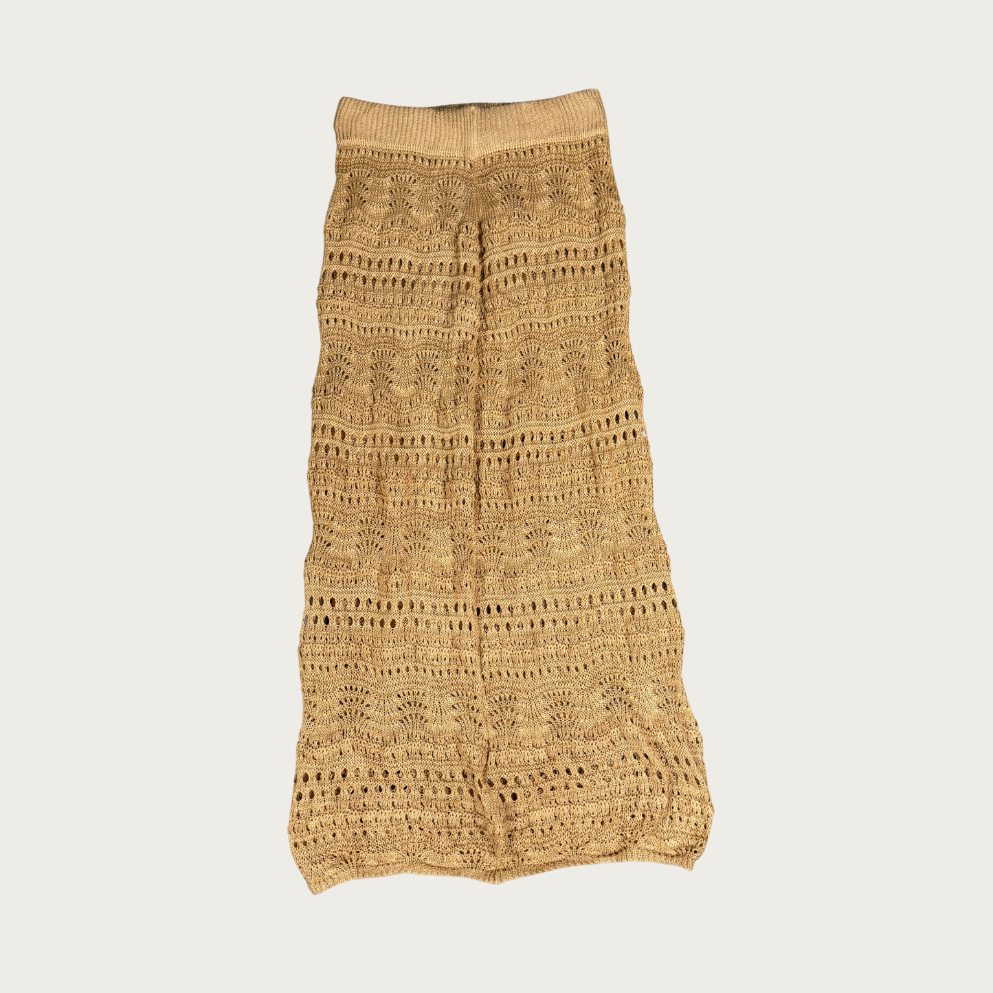 (S/M) Tan Open Knit Maxi Skirt