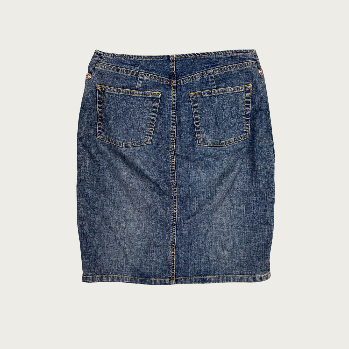 (28") Low Rise Denim Midi Skirt