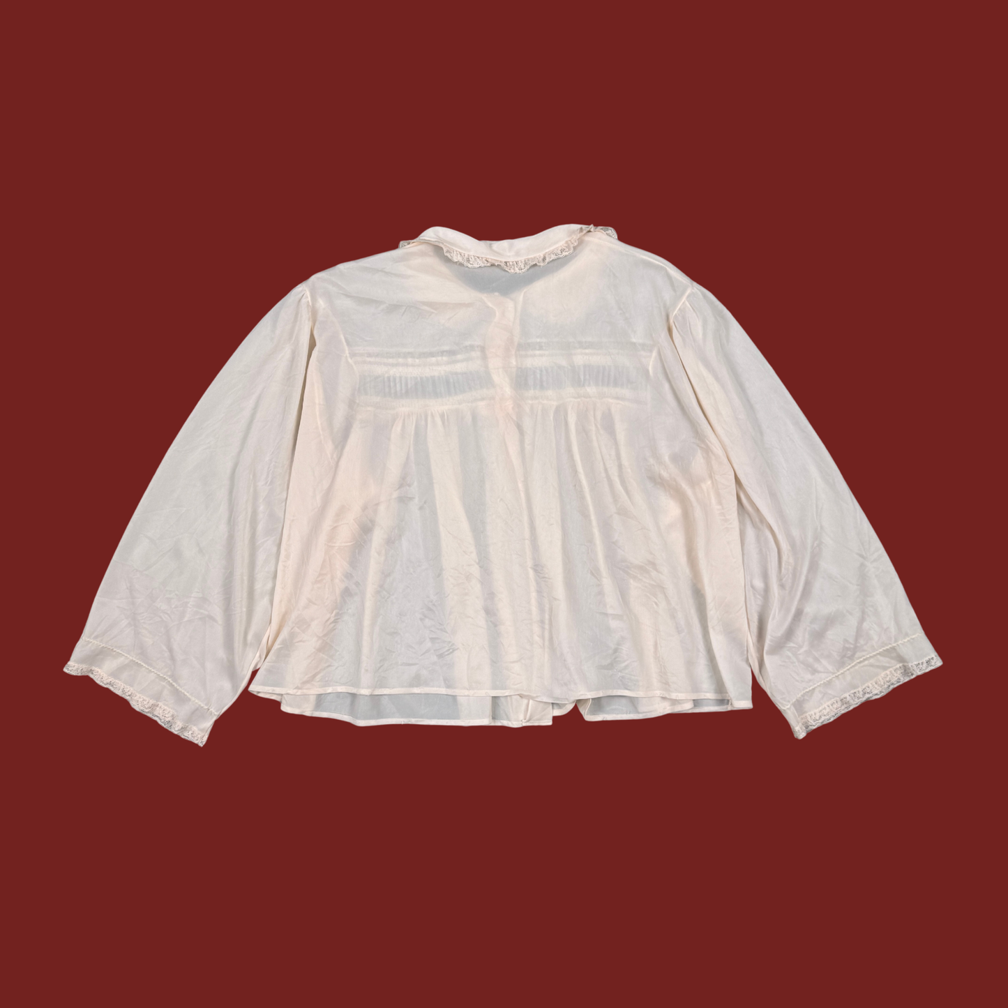 (S) 70s/80s Baby Pink Lace Trim Bed Jacket