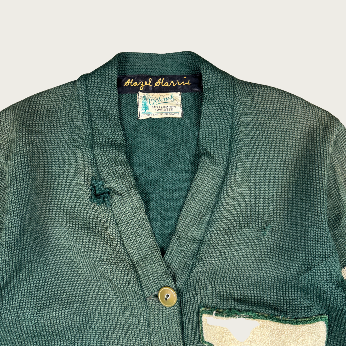 (M) 1950's Octonek Forest Green Letterman Cardigan