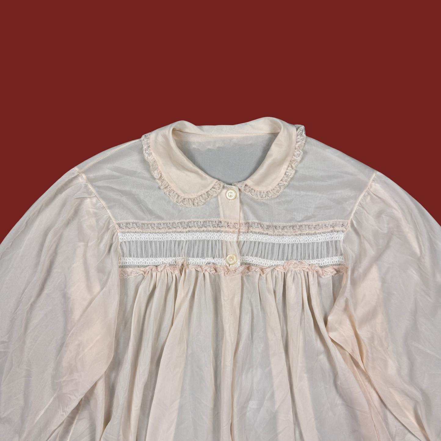 (S) 70s/80s Baby Pink Lace Trim Bed Jacket
