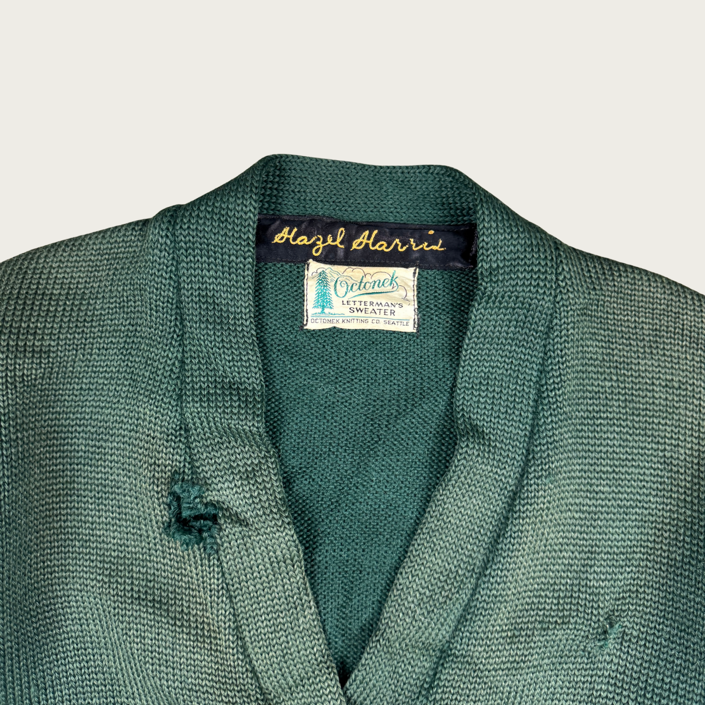 (M) 1950's Octonek Forest Green Letterman Cardigan