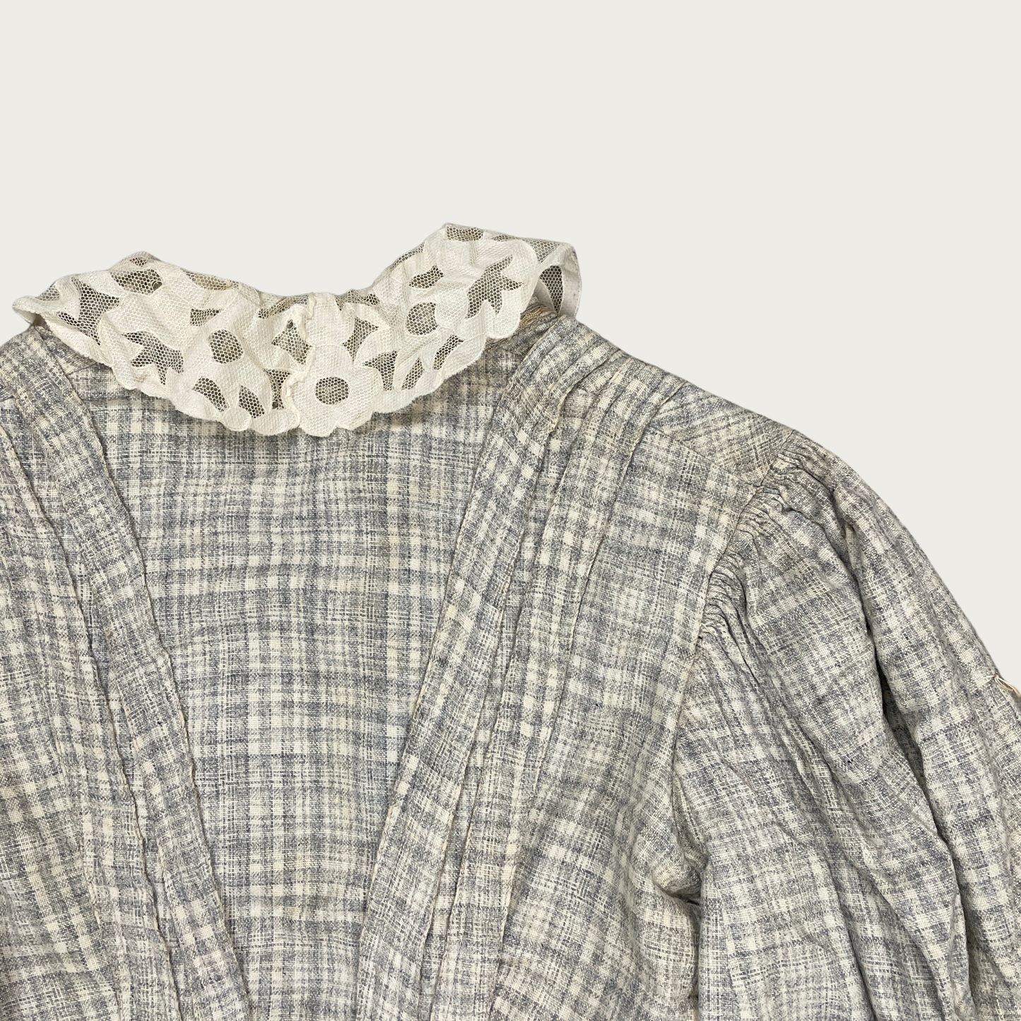 (XS/S) Antique Early 1900s Light Blue Plaid Jacket
