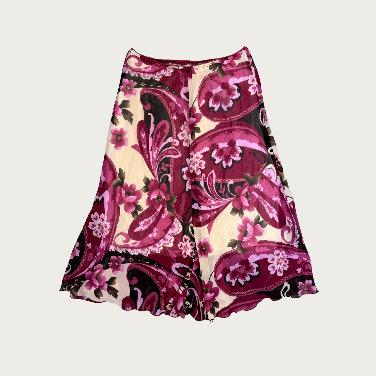 (XS) 90s/Y2K Multicolor Magenta Floral Midi Skirt