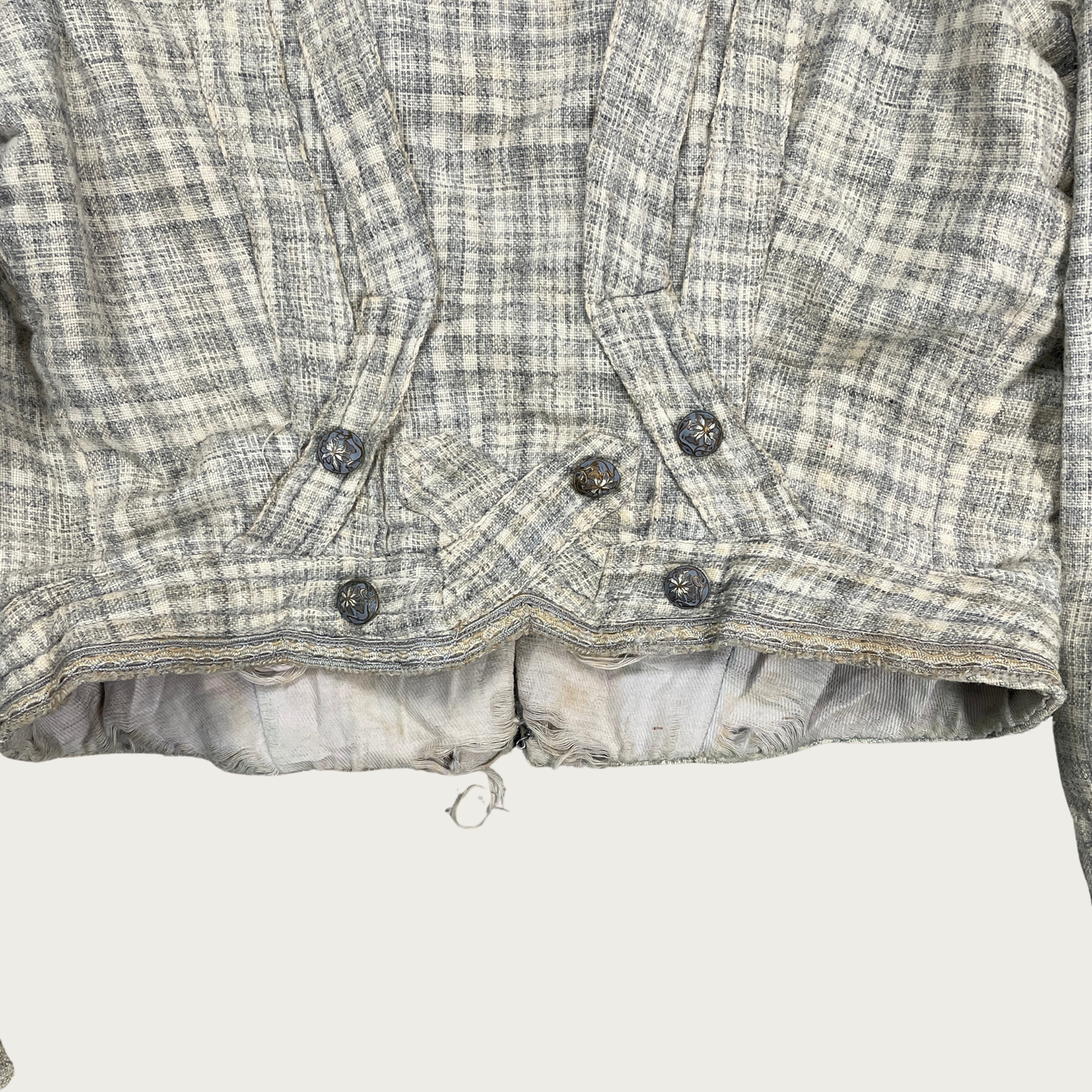 (XS/S) Antique Early 1900s Light Blue Plaid Jacket