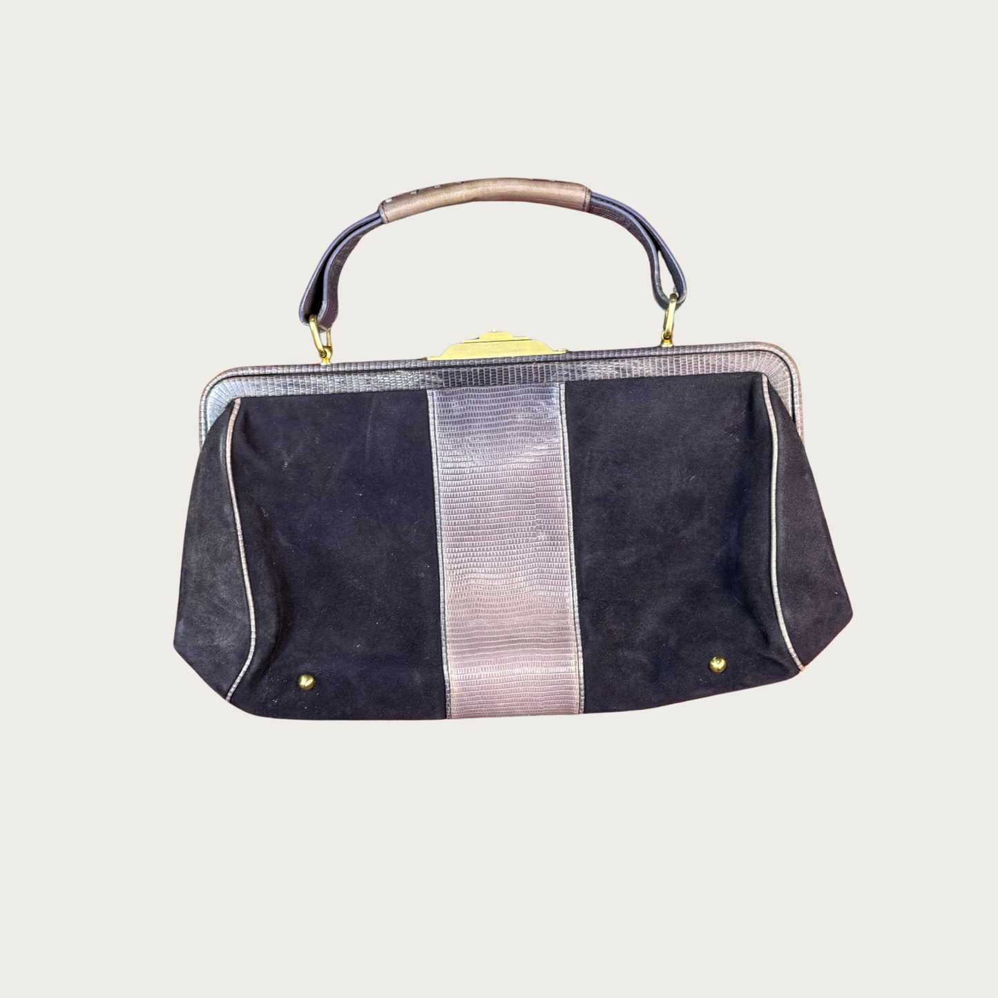 Vintage Via Spiga Purple Suede Snakeskin Handbag