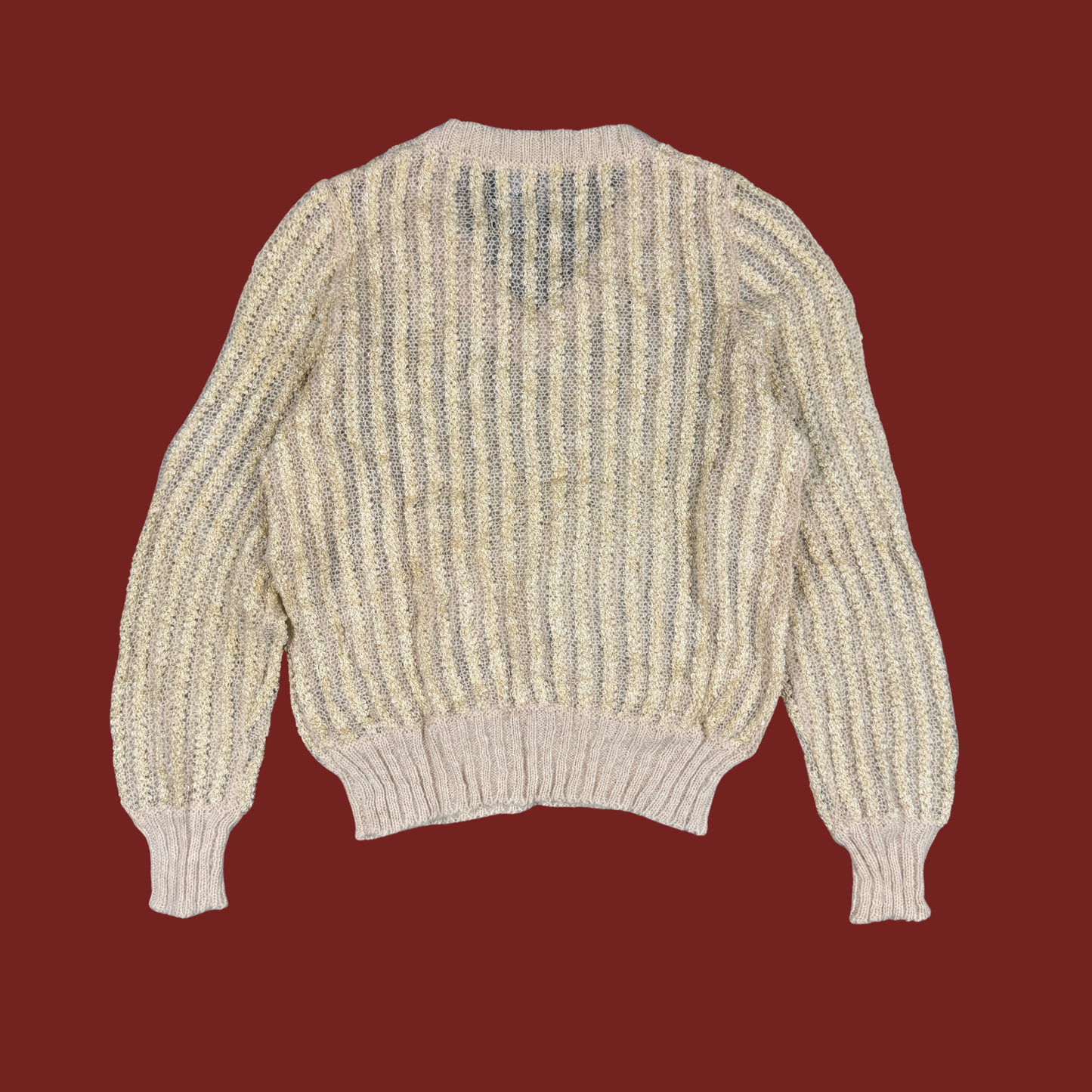 (M) 80s Cream Wool/Mohair Matching Sweater and Skirt Set