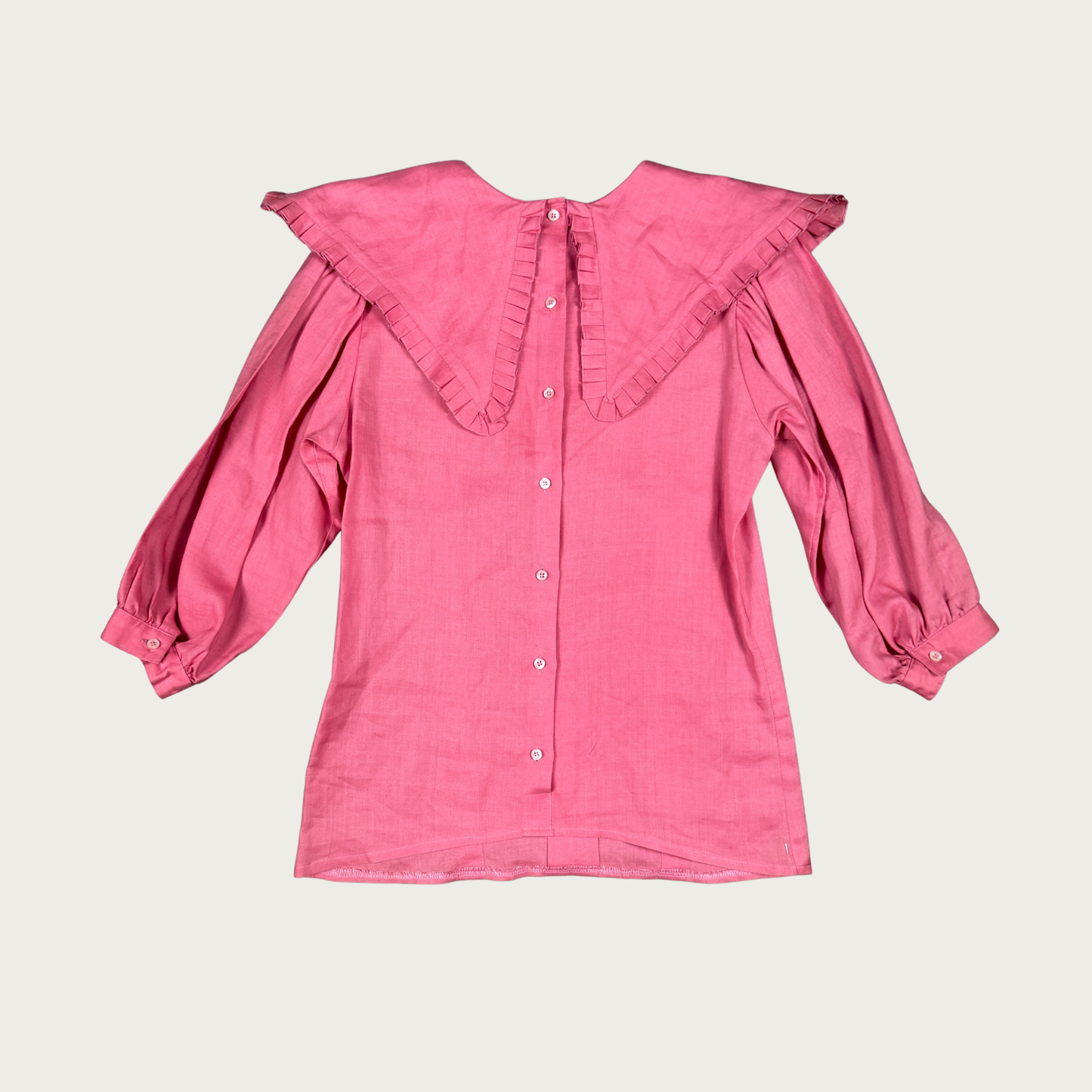(M) Pink Ruffle Collar Blouse