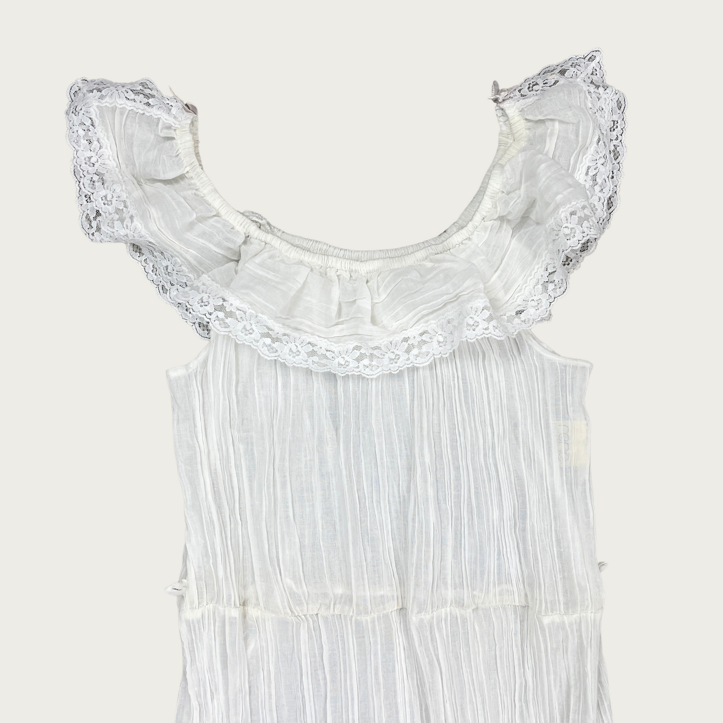 (S/M) White Sheer Gauzy Off The Shoulder Maxi Dress