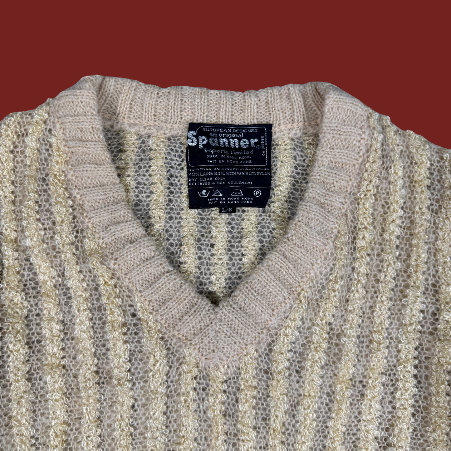 (M) 80s Cream Wool/Mohair Matching Sweater and Skirt Set