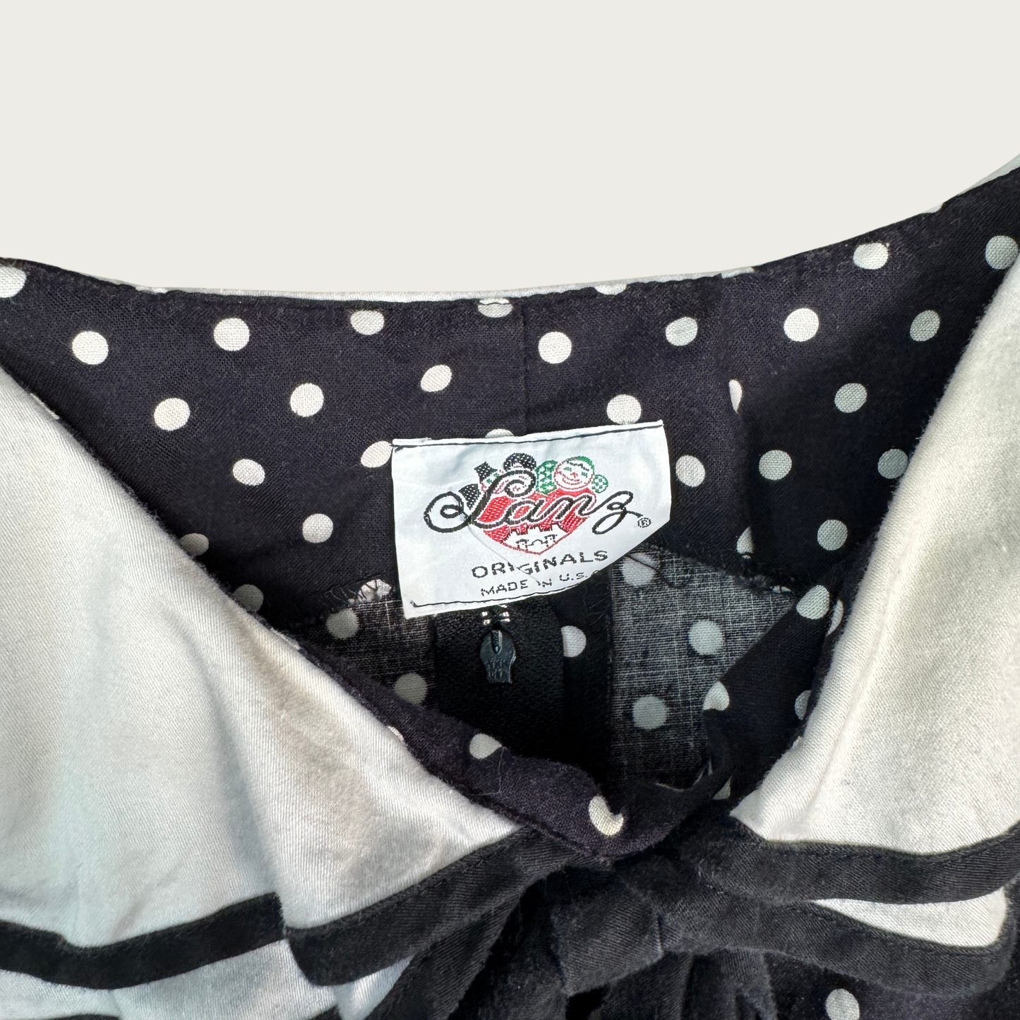 (S) 60s/70s Black/White Sailor Collar Polka Dot Midi Dress