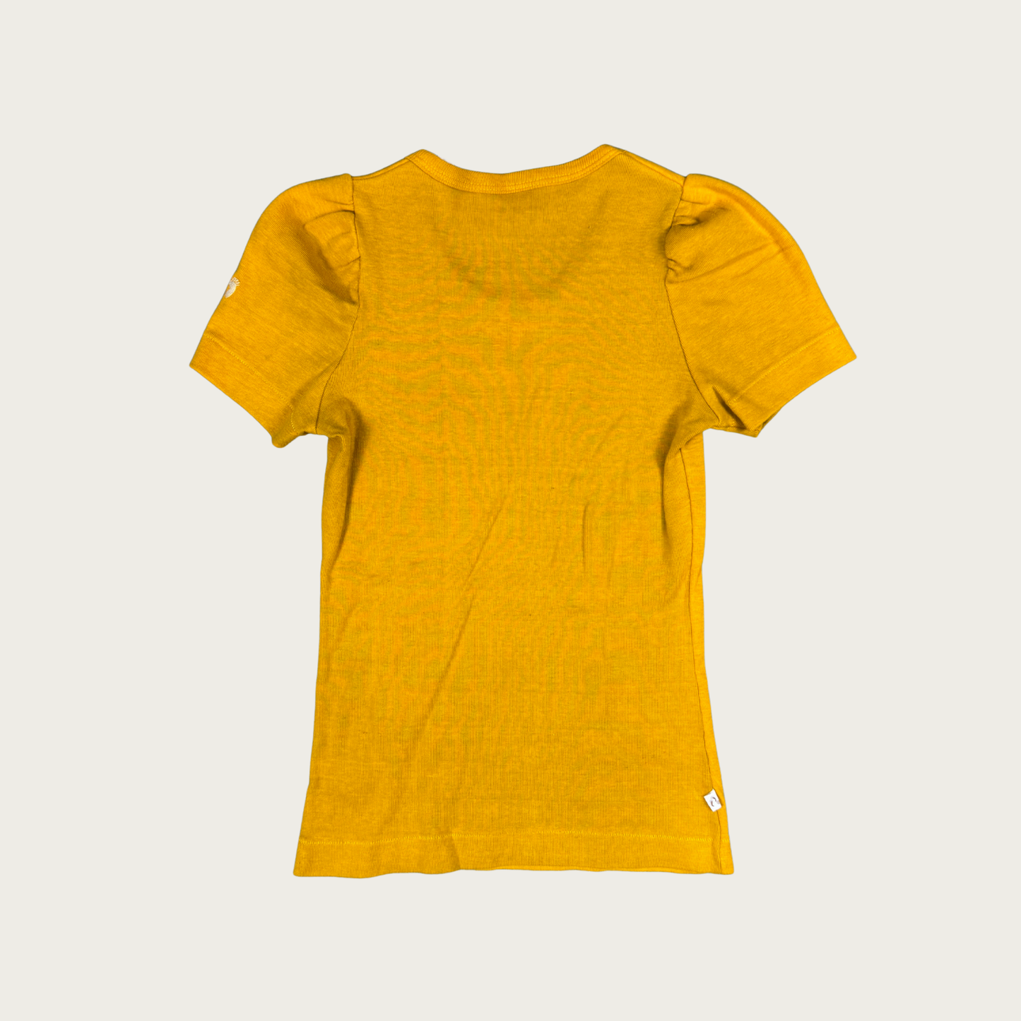 (S/M) 70s/80s Mustard Yellow Puff Sleeve Tee
