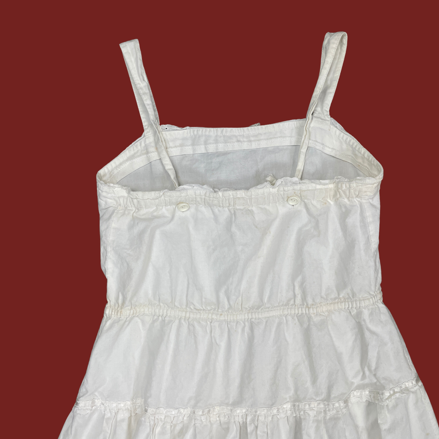(XS/S) White Cotton Tiered Midi Dress