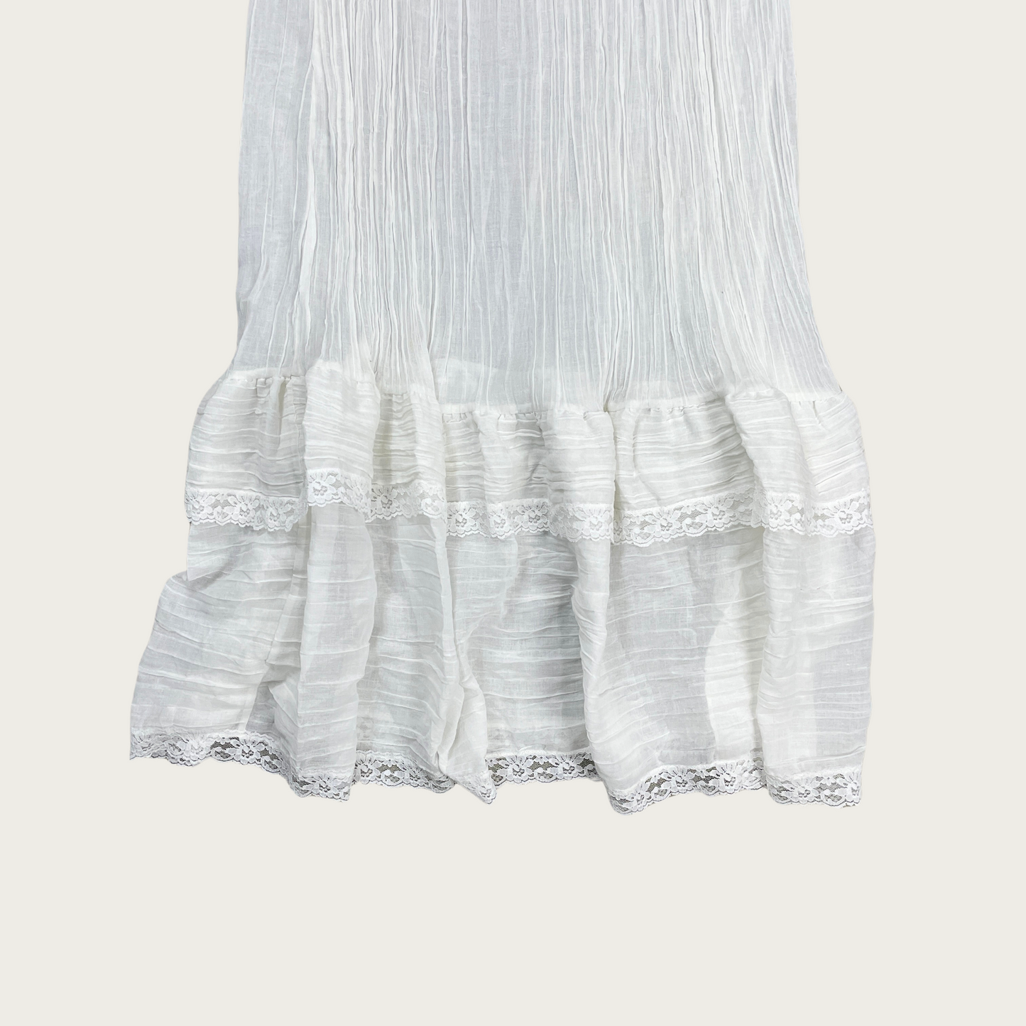 (S/M) White Sheer Gauzy Off The Shoulder Maxi Dress