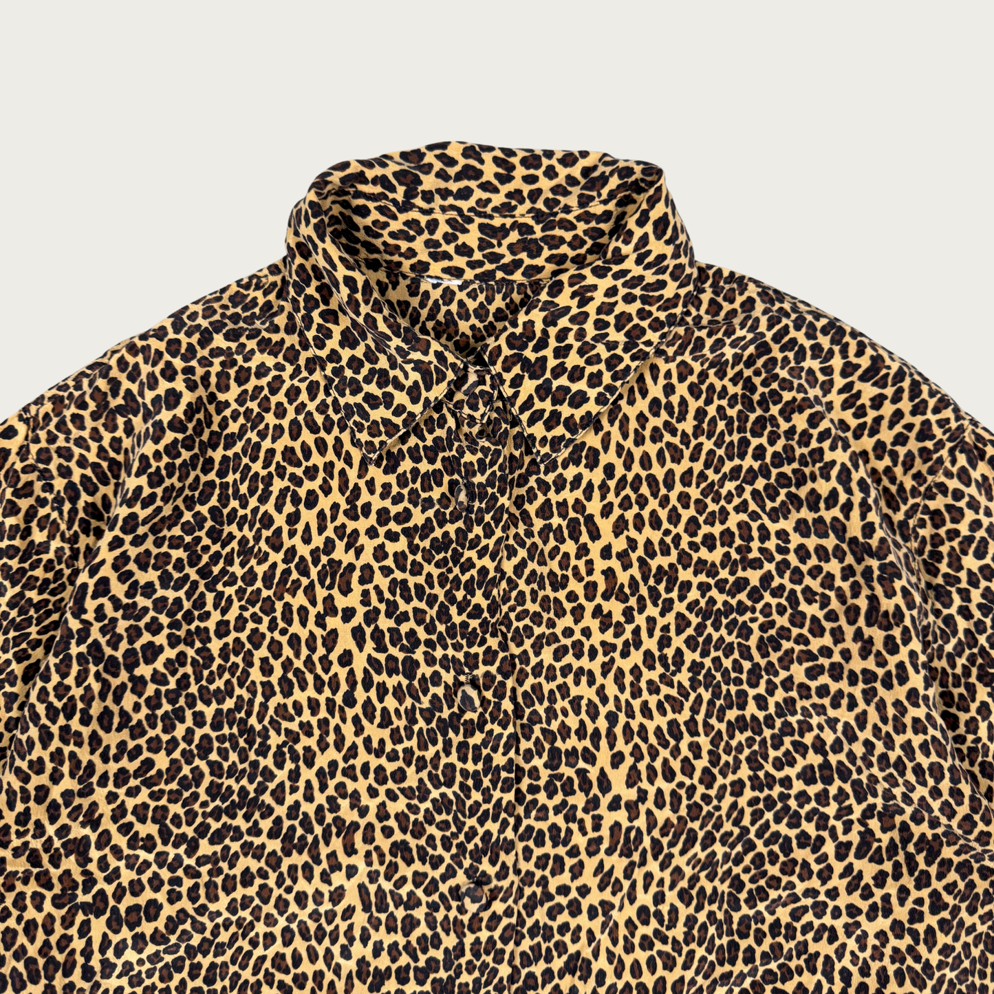 (M/L) Cheetah Print Silk Blouse