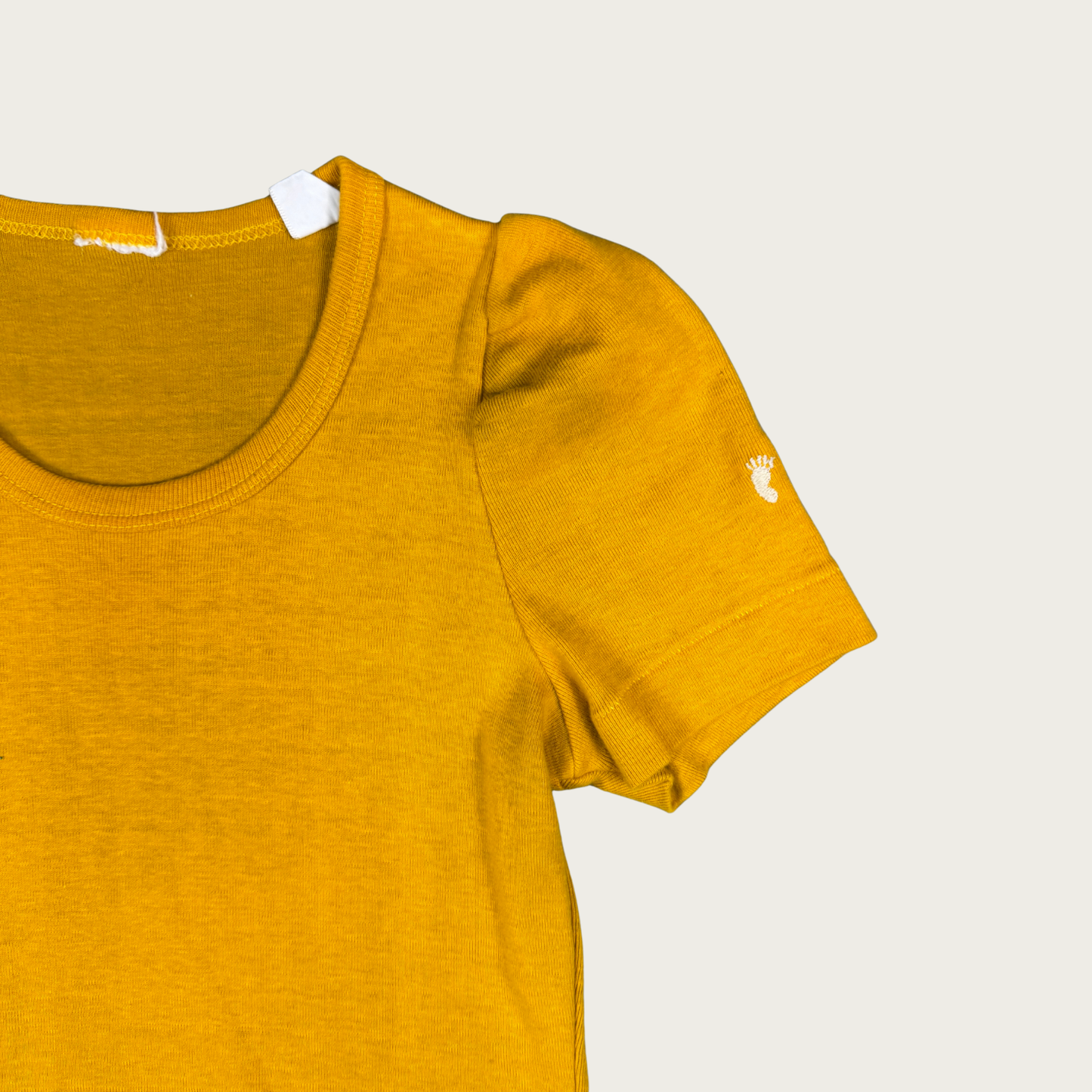 (S/M) 70s/80s Mustard Yellow Puff Sleeve Tee