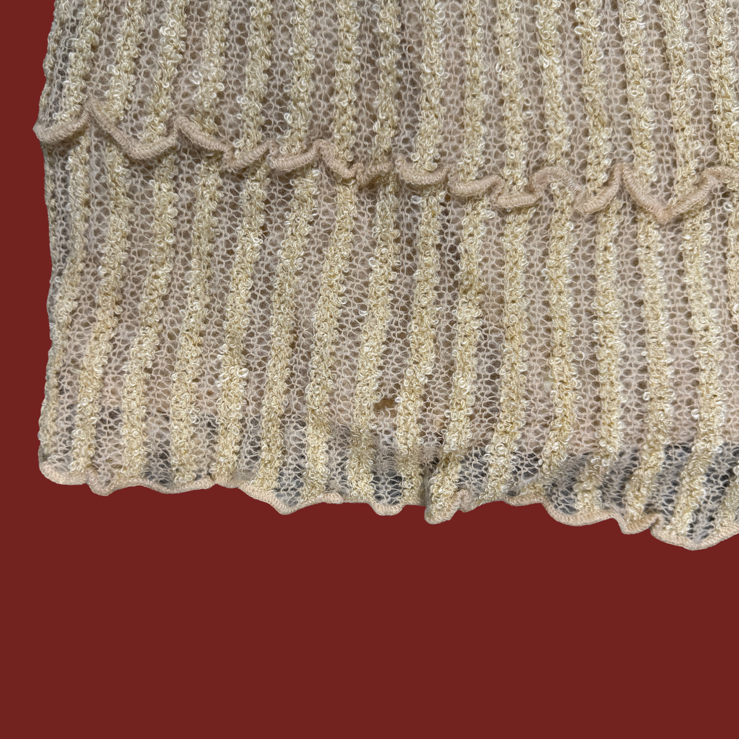 (M) 80s Cream Wool/Mohair Matching Sweater and Skirt Set