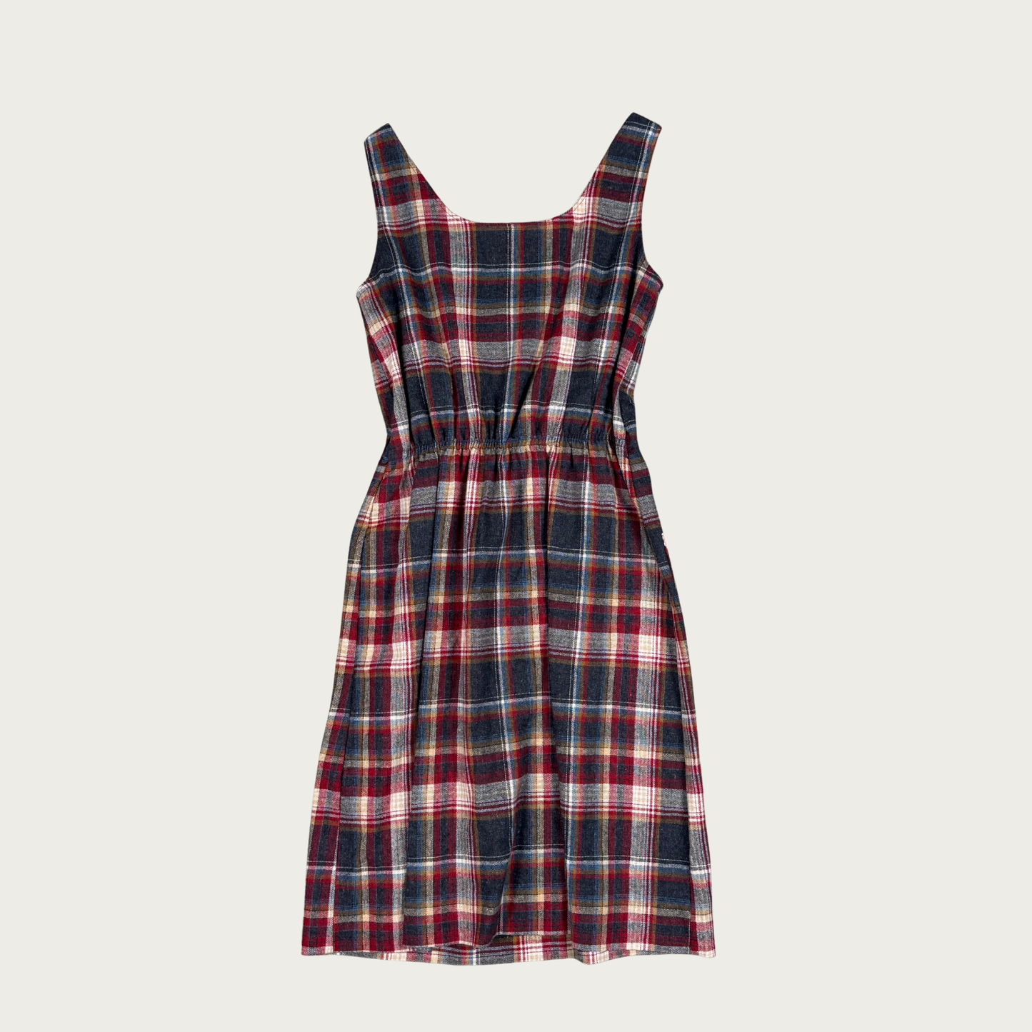 (M) 80s/90s Plaid Multicolor Midi Dress