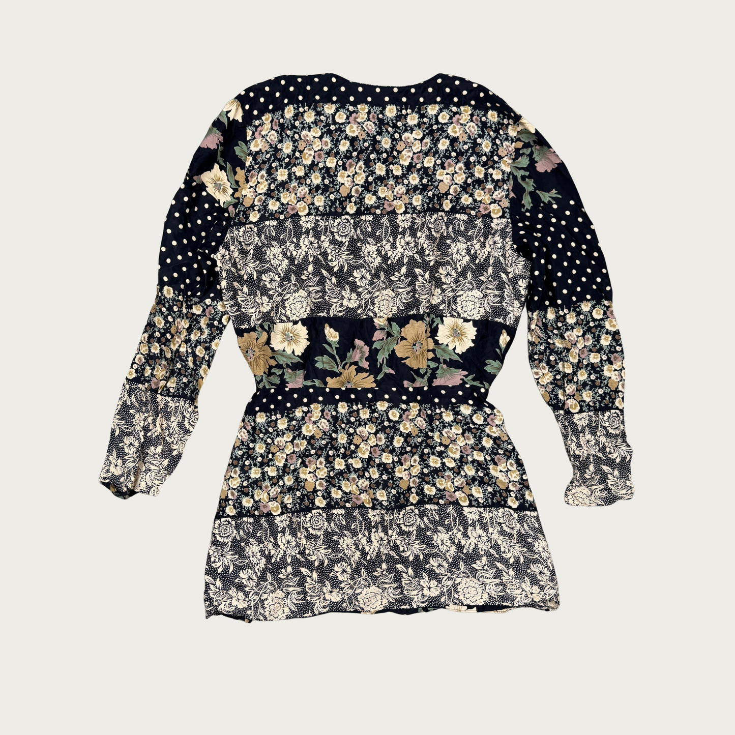 (L) 80s Floral/Polka Dot Tunic Blouse
