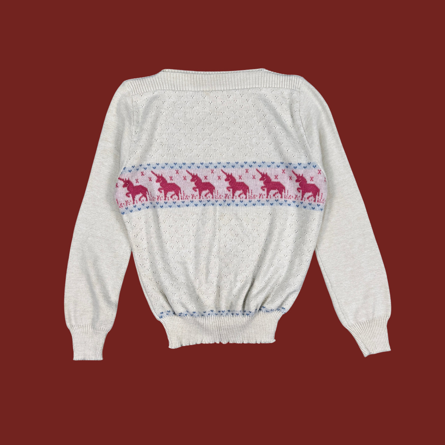(XS/S) 60s/70s Boat Neck Unicorn Sweater