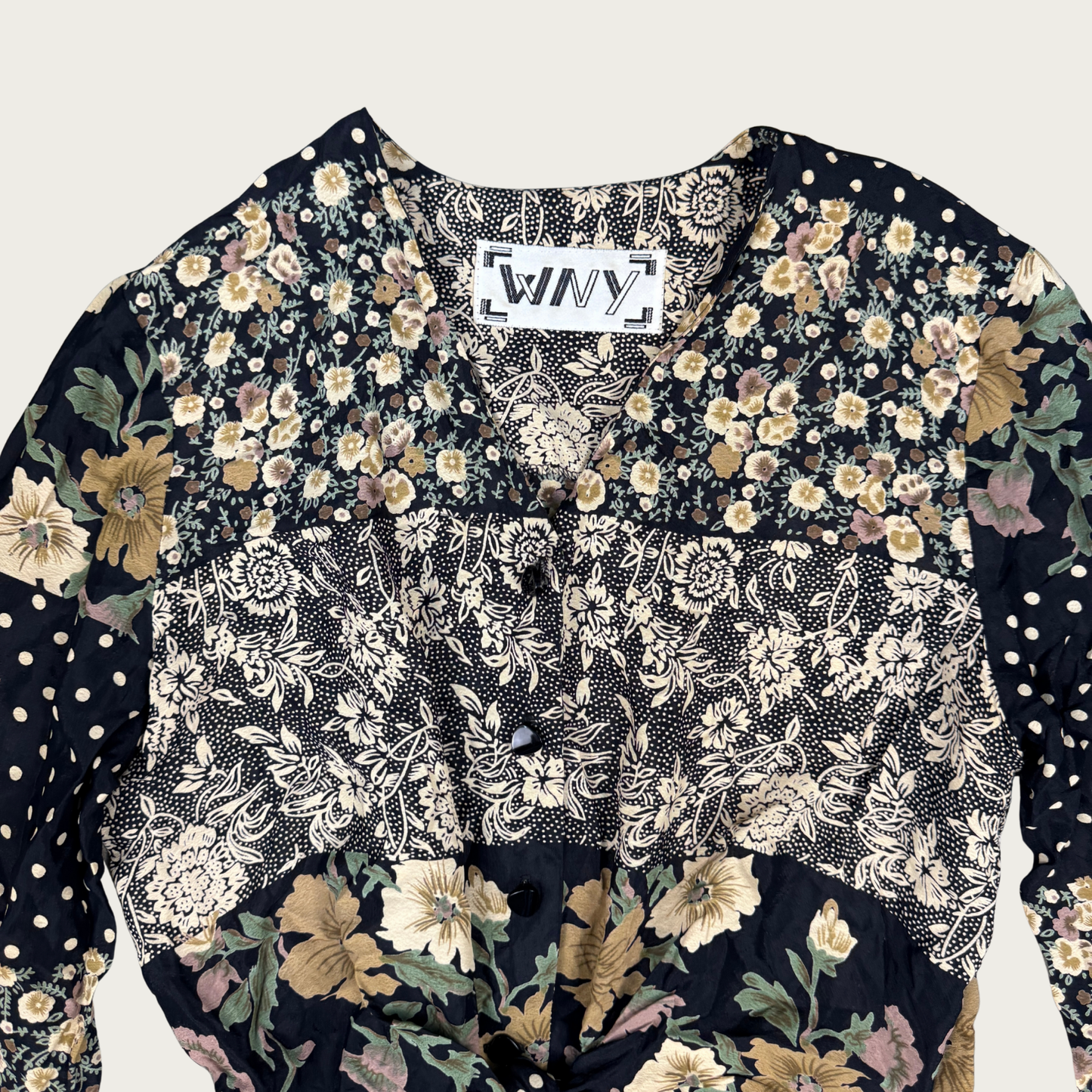 (L) 80s Floral/Polka Dot Tunic Blouse