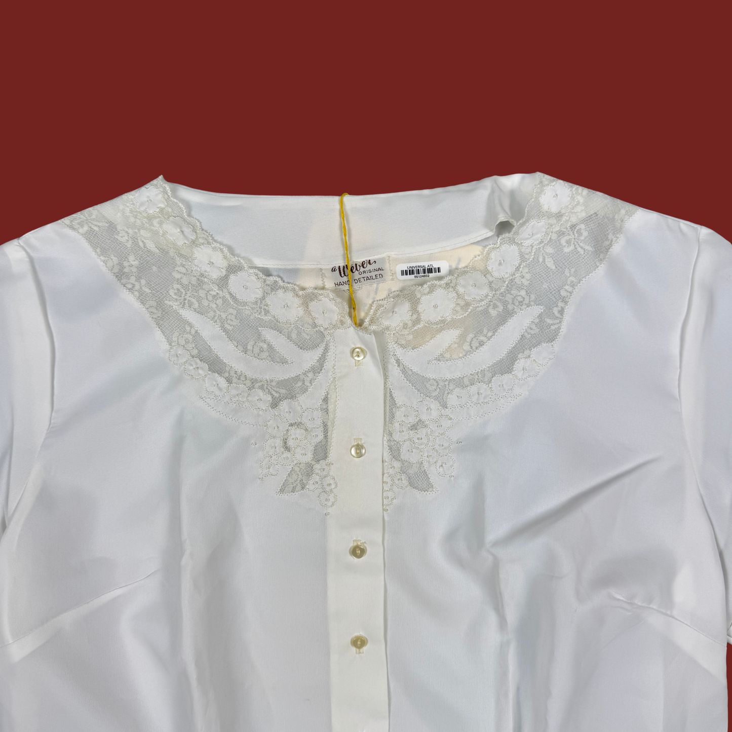 (L) 50s/60s White Lace Detailed Deadstock Blouse