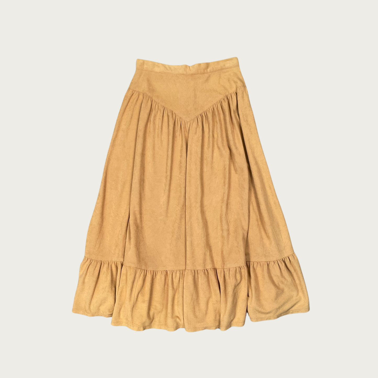 (26") Camel Lightweight Velour Midi Skirt