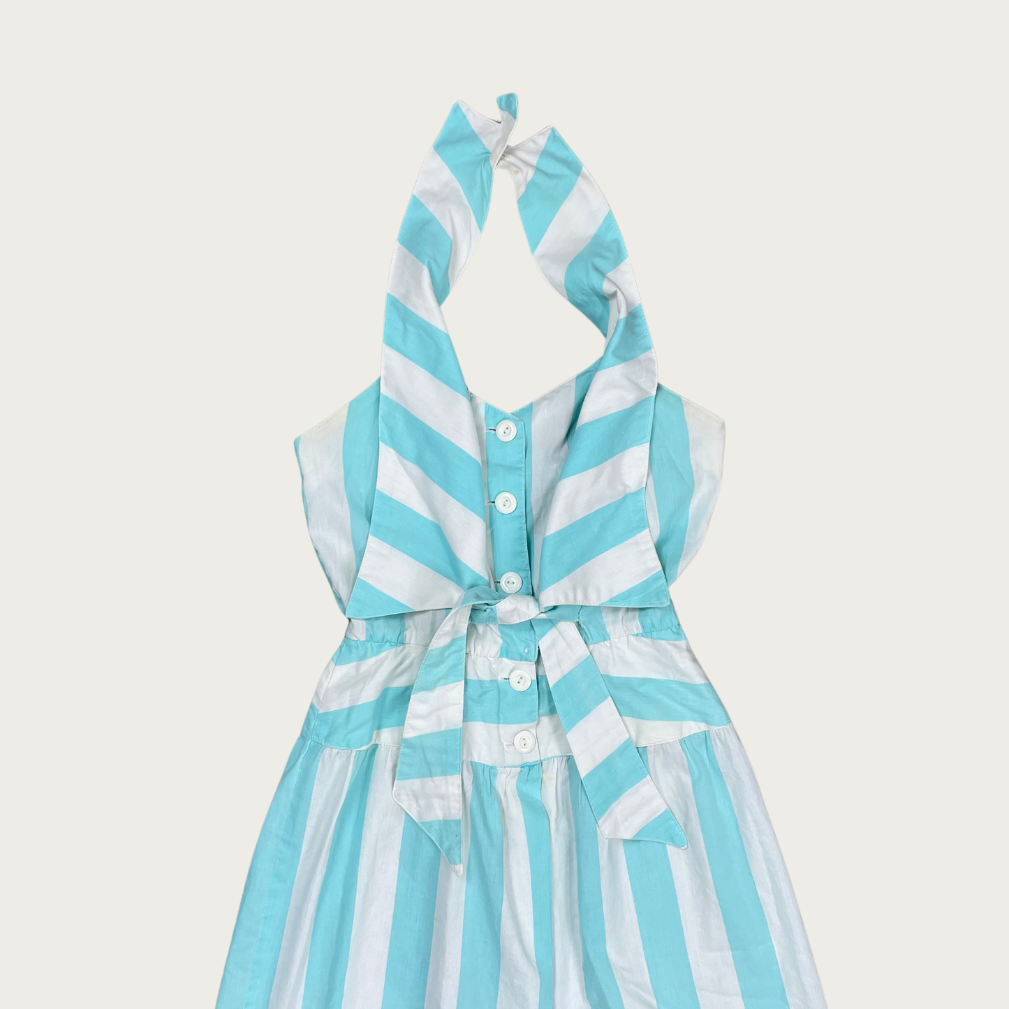 (S) Blue Striped Halter Dress