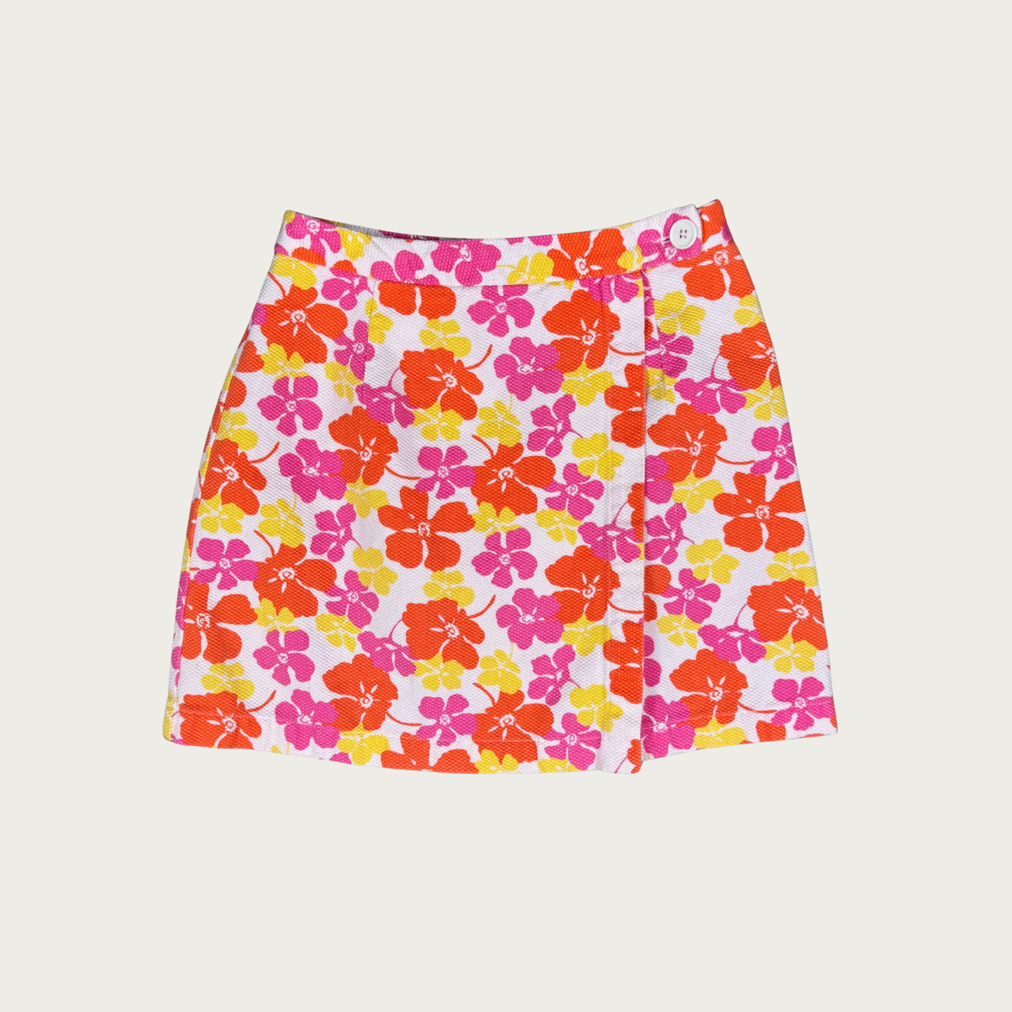 (24") Vintage Gap Pink/Orange Floral Mini Skirt
