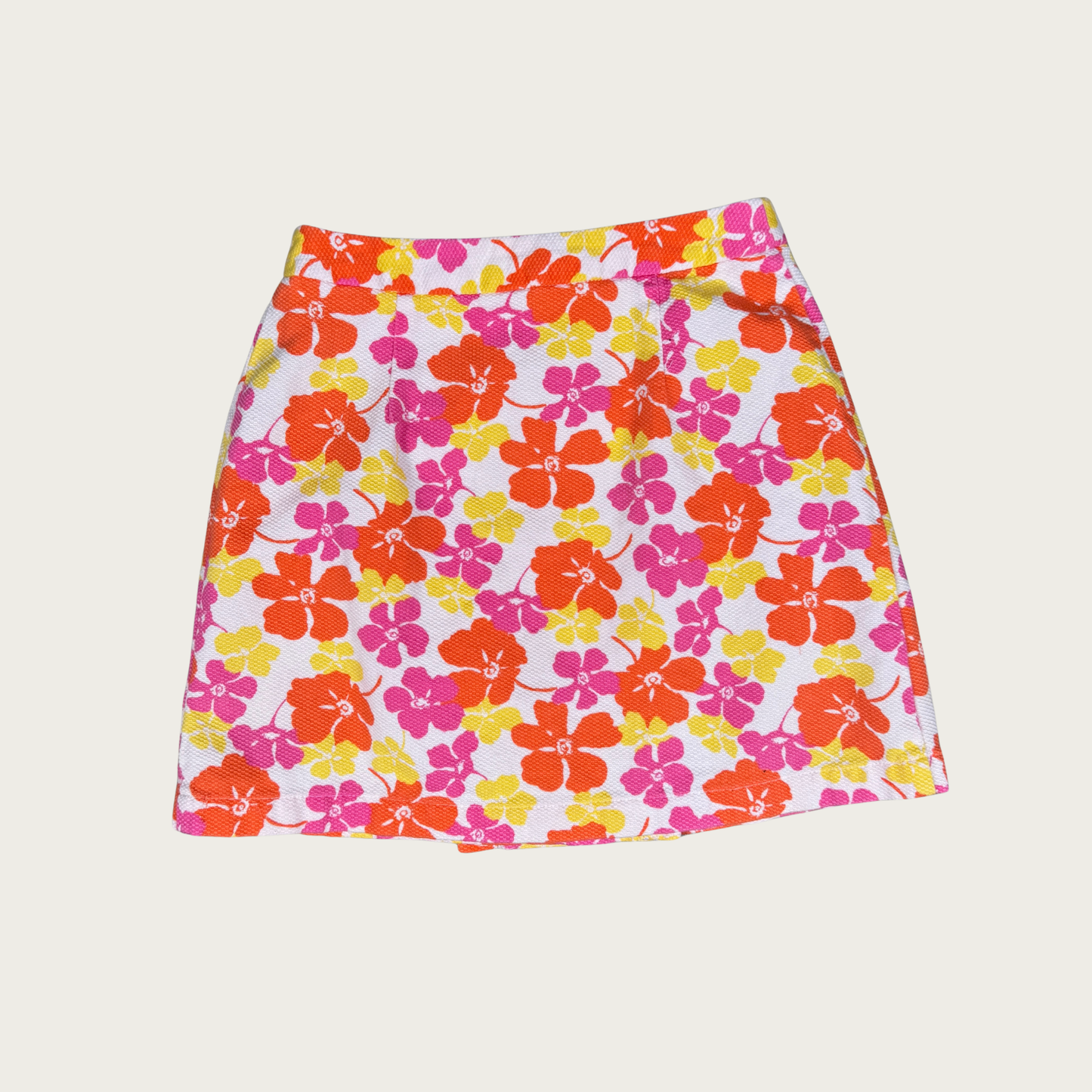 (24") Vintage Gap Pink/Orange Floral Mini Skirt