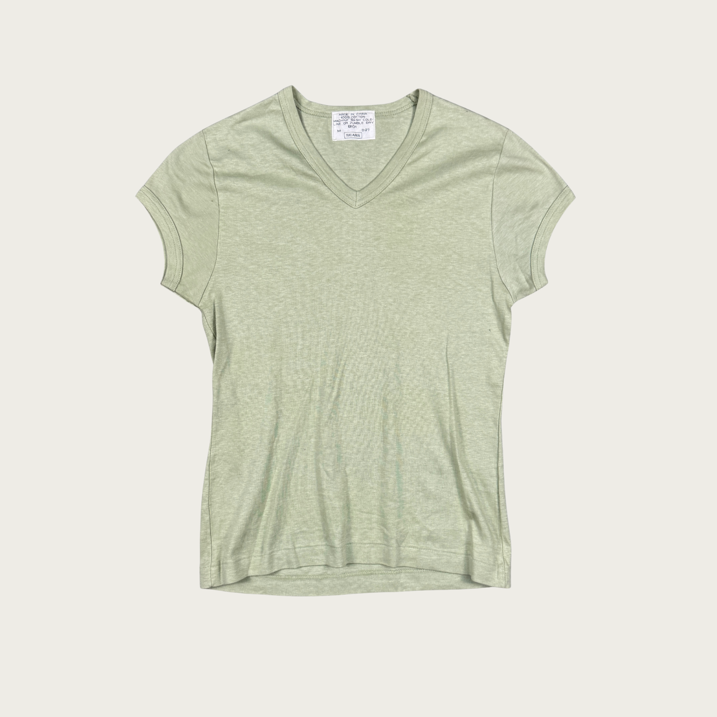 (M) 60s/70s Sears Sage Green V-Neck Tee