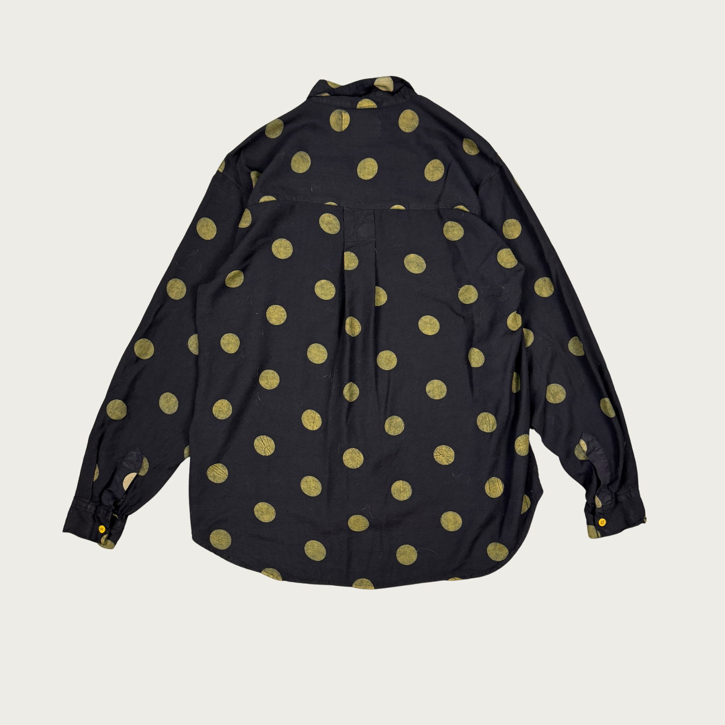 (L) Black/Khaki Polka Dot Button Up Shirt