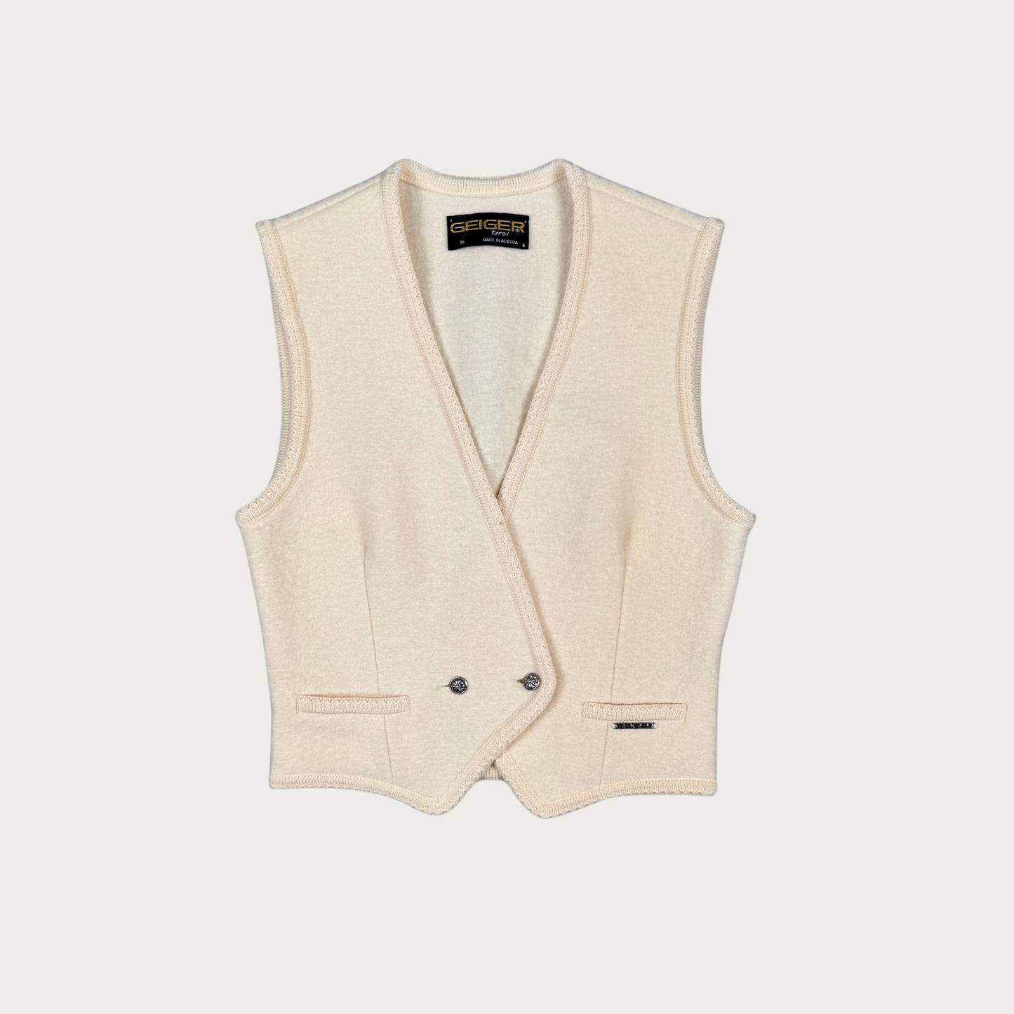 (S) 80s/90s Cream Austrian Wool Vest