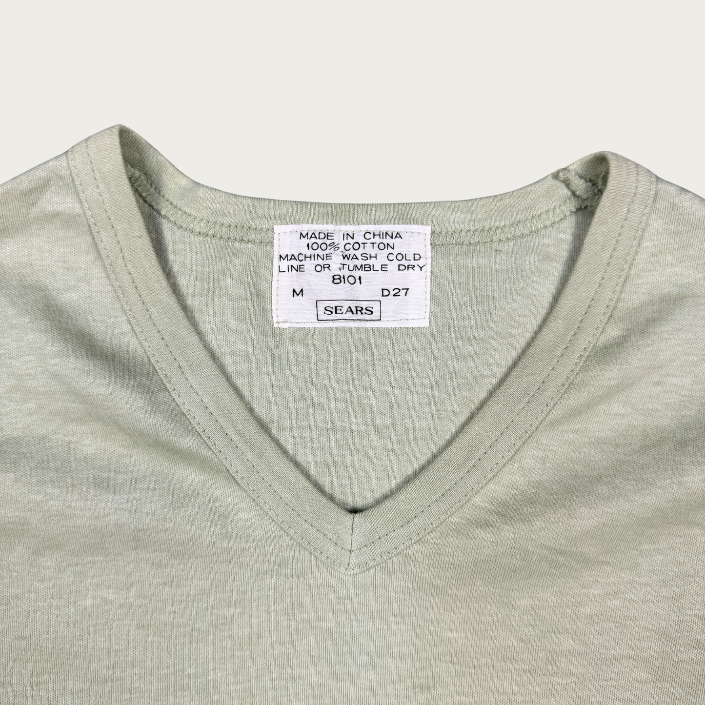 (M) 60s/70s Sears Sage Green V-Neck Tee