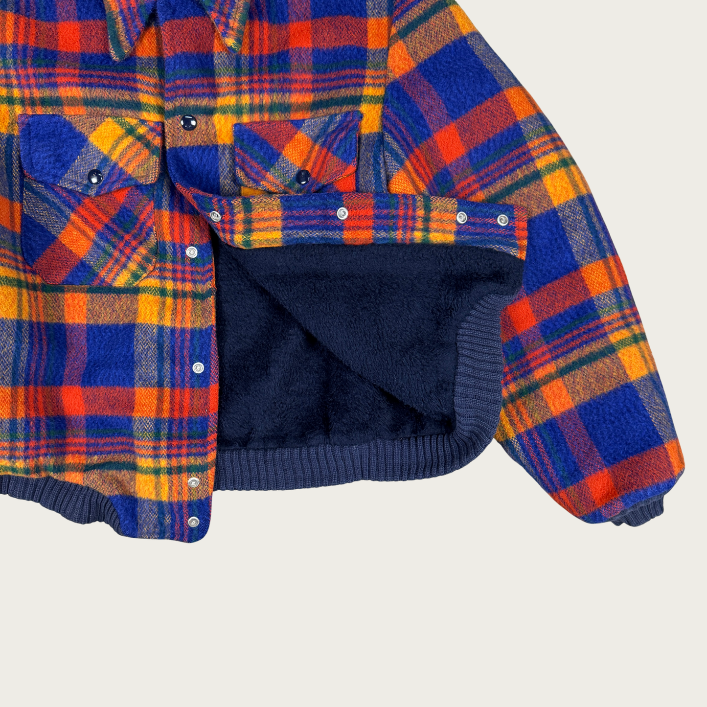 (S/M) 70s Towncraft Plaid Flannel Fleece Lined Jacket
