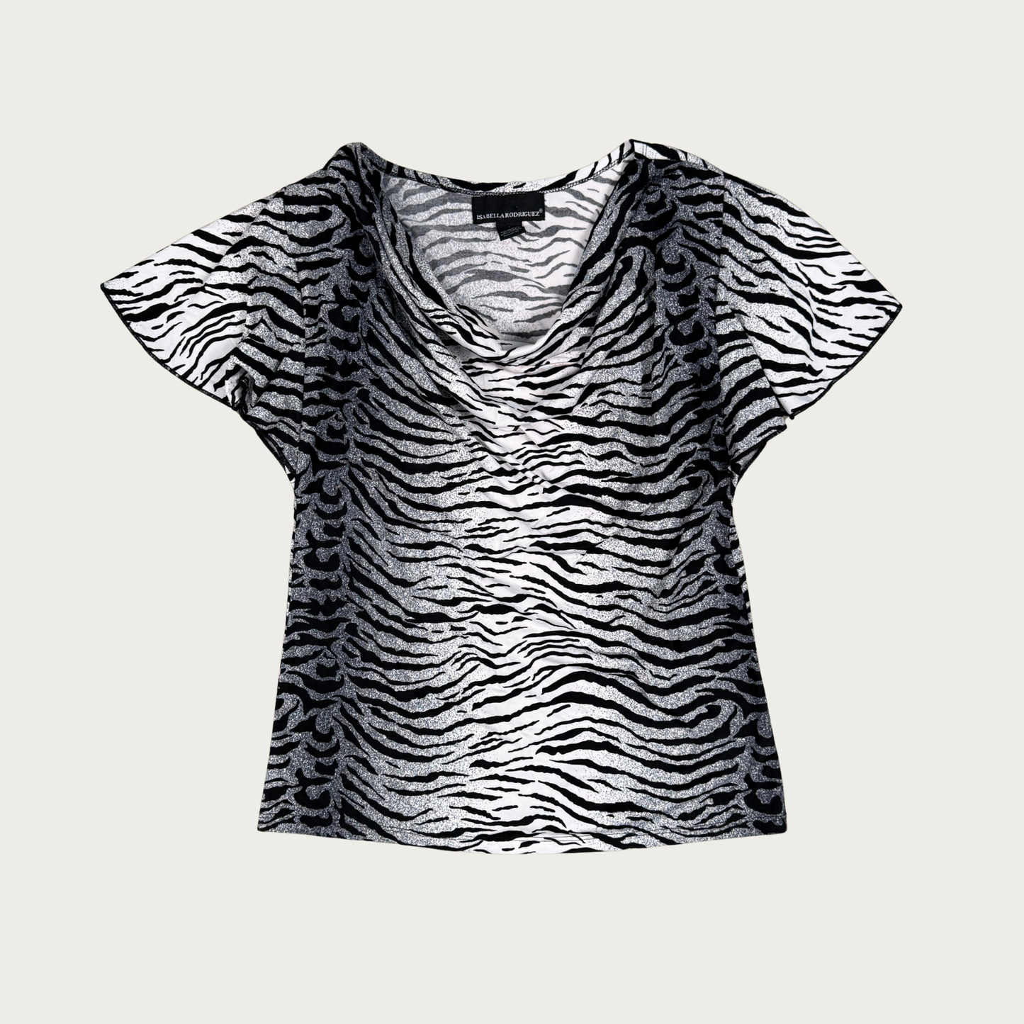(S/M) Tiger Print Cowl Neck Top