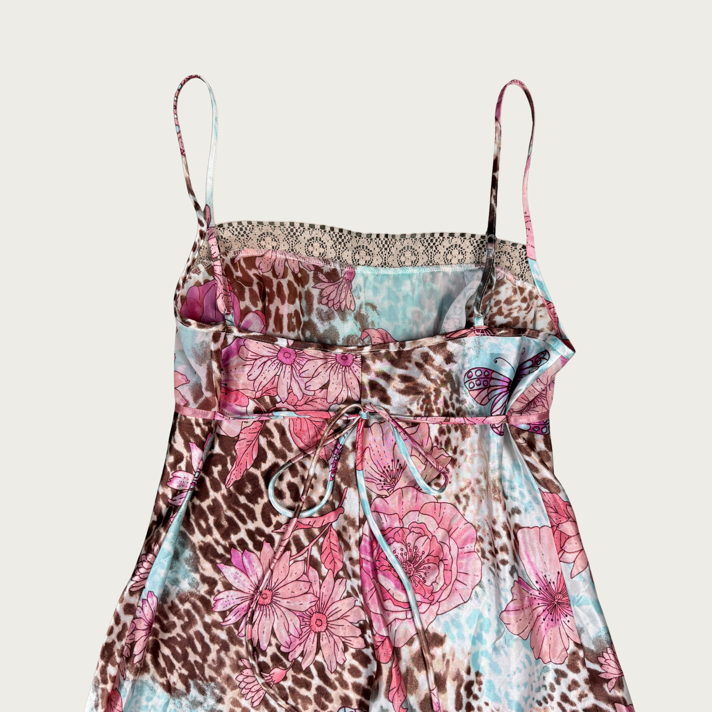 (S/M) Y2K Floral Multi Pattern Slip Dress