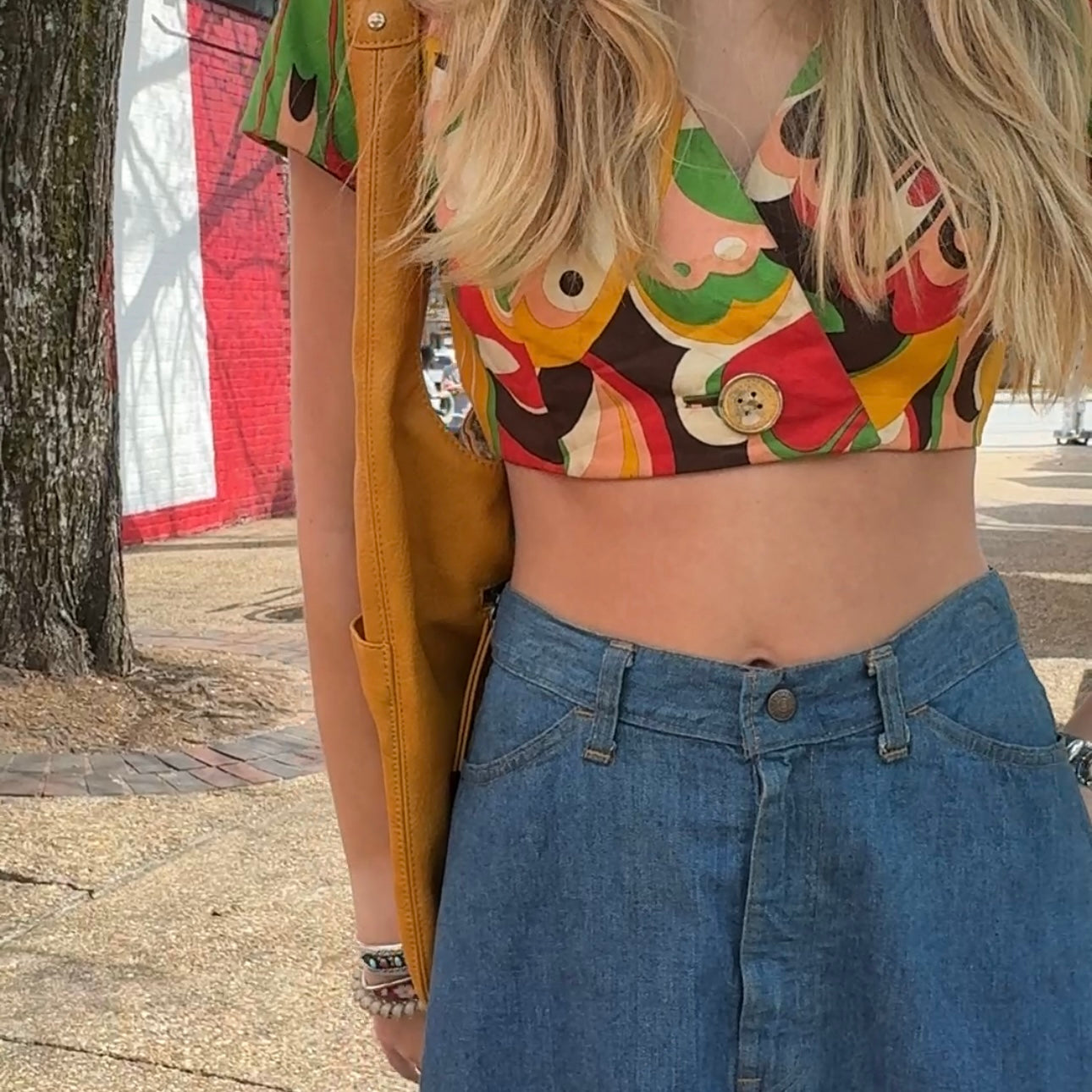 (M) 70s Groovy Pattern Crop Top