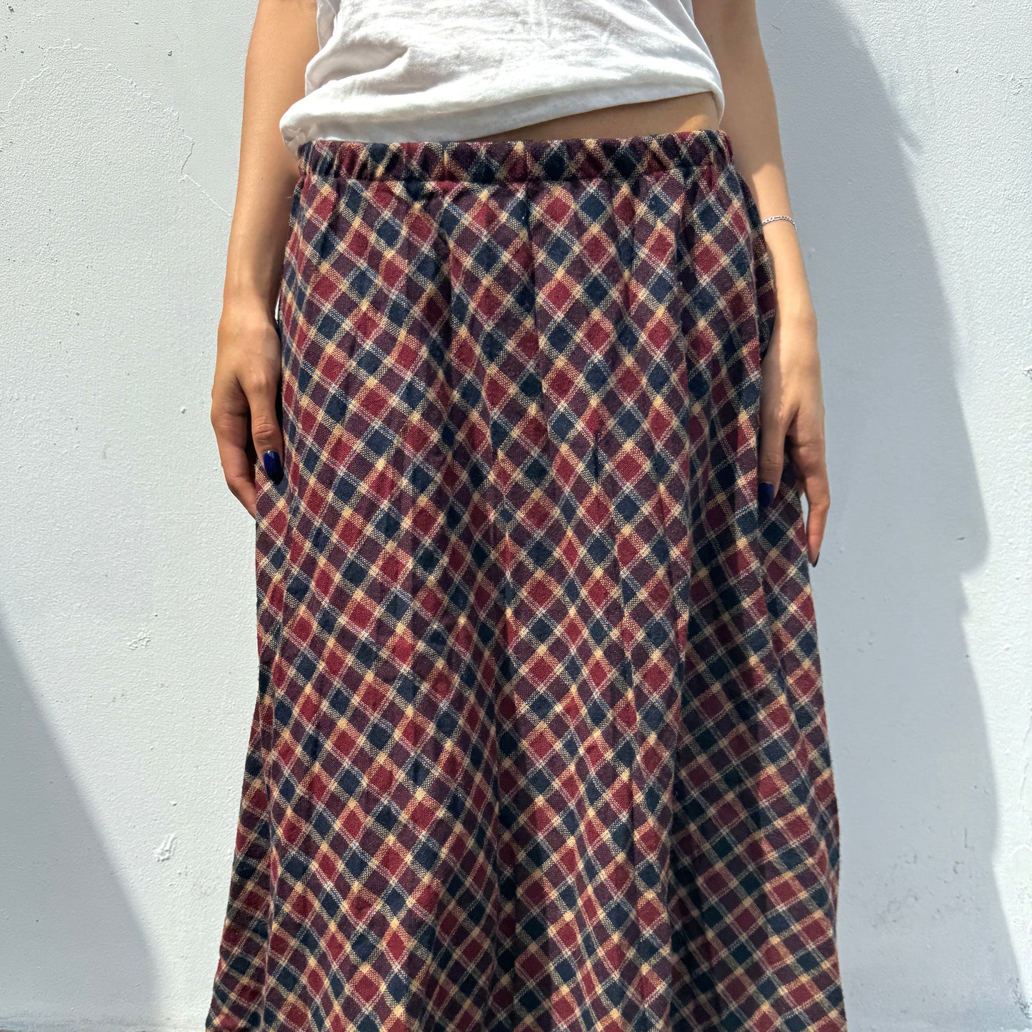 (M) Plaid Midi Skirt