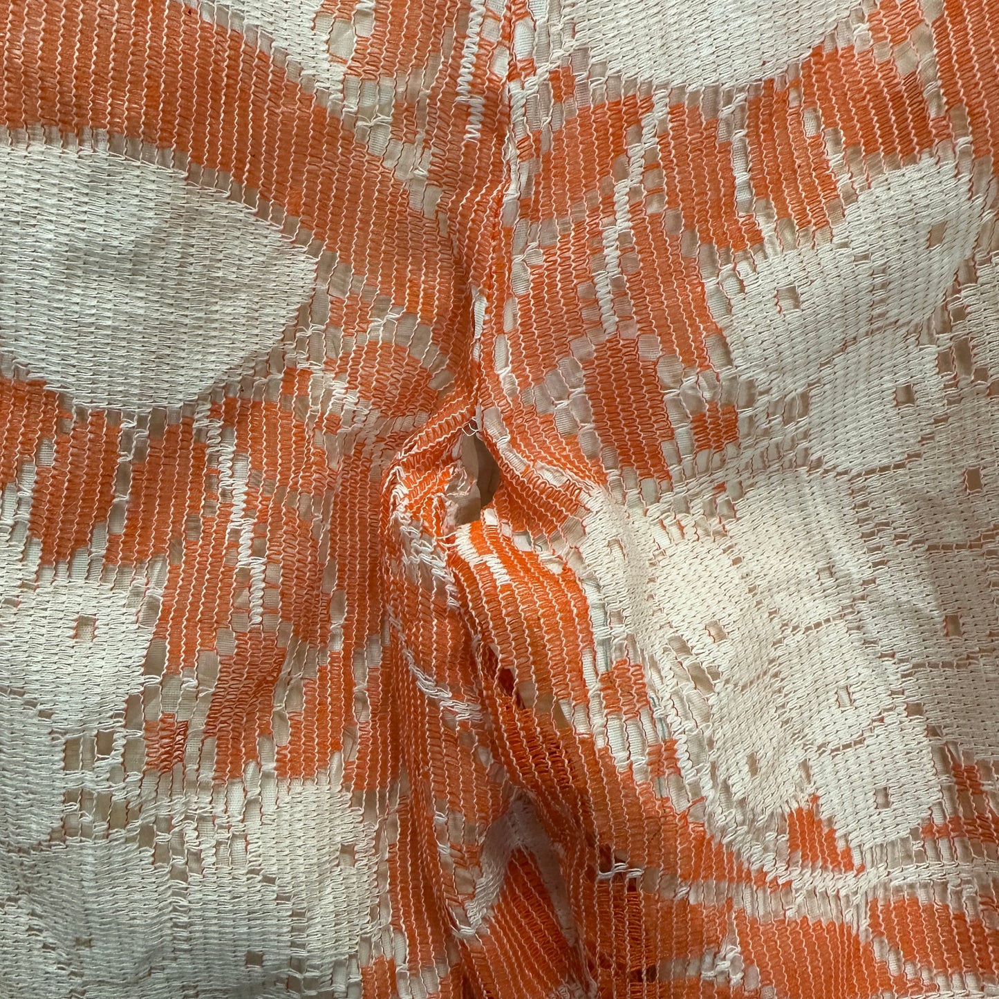 (M) 70s Orange/White Crop Top and Bell Bottom Set