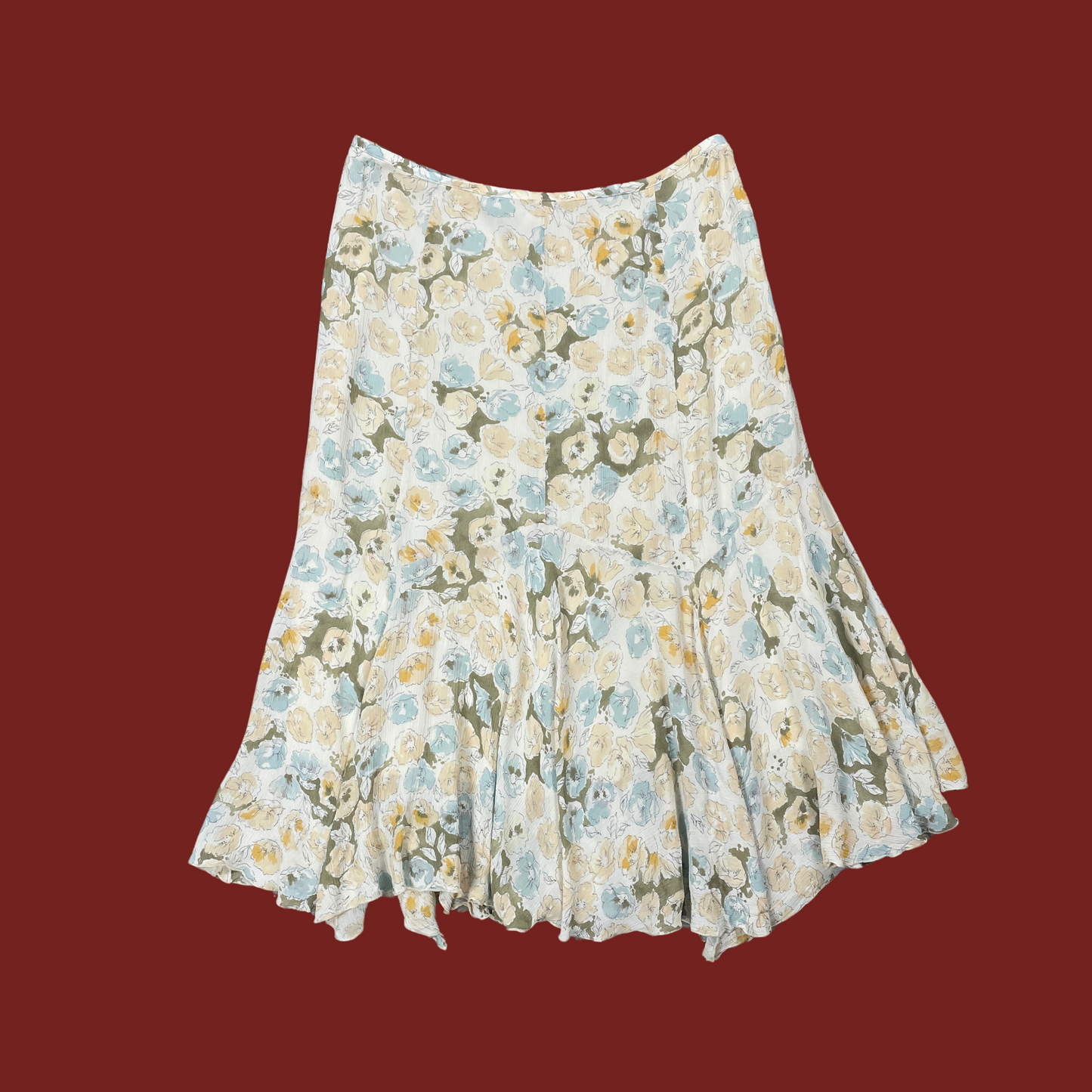 (29") Pastel Floral Midi Skirt