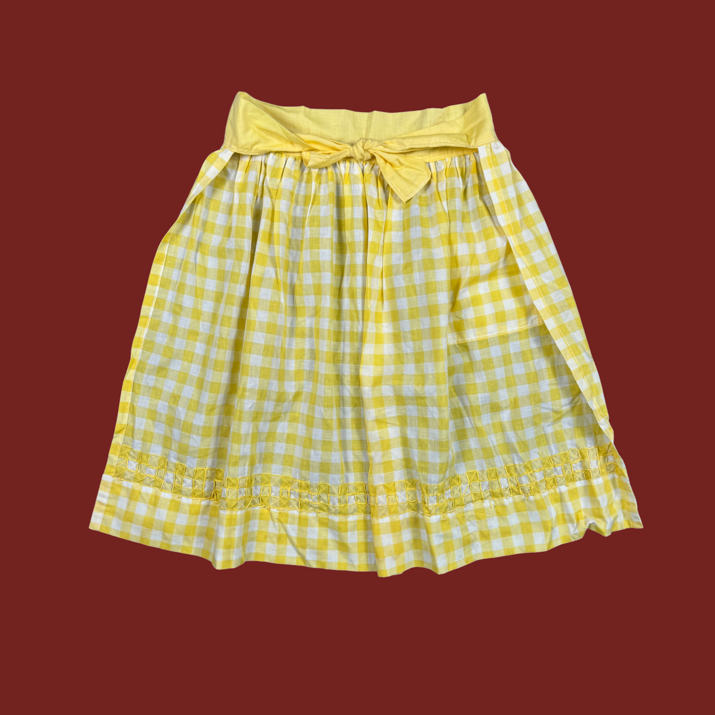 (S) Yellow Plaid Vintage Apron