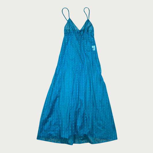 (M) 60s/70s Teal Sheer Floral Nightgown