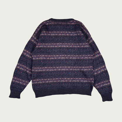 (XL) 90s Burberry Gray/Purple Sweater