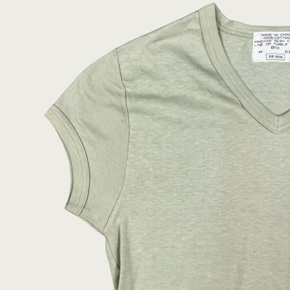 (M) 60s/70s Sears Sage Green V-Neck Tee