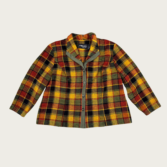 (XL) 90s/Y2K Earth Toned Plaid Jacket
